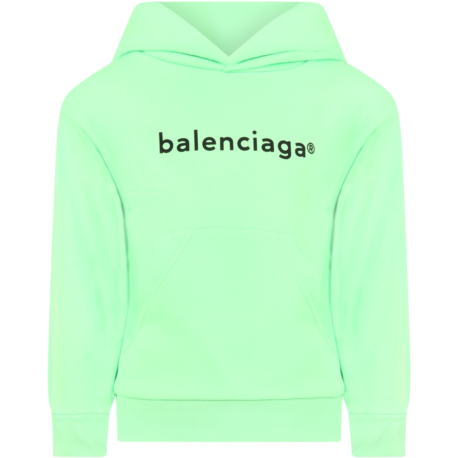 Balenciaga Neon Green Sweatshirt For Kids With Logo