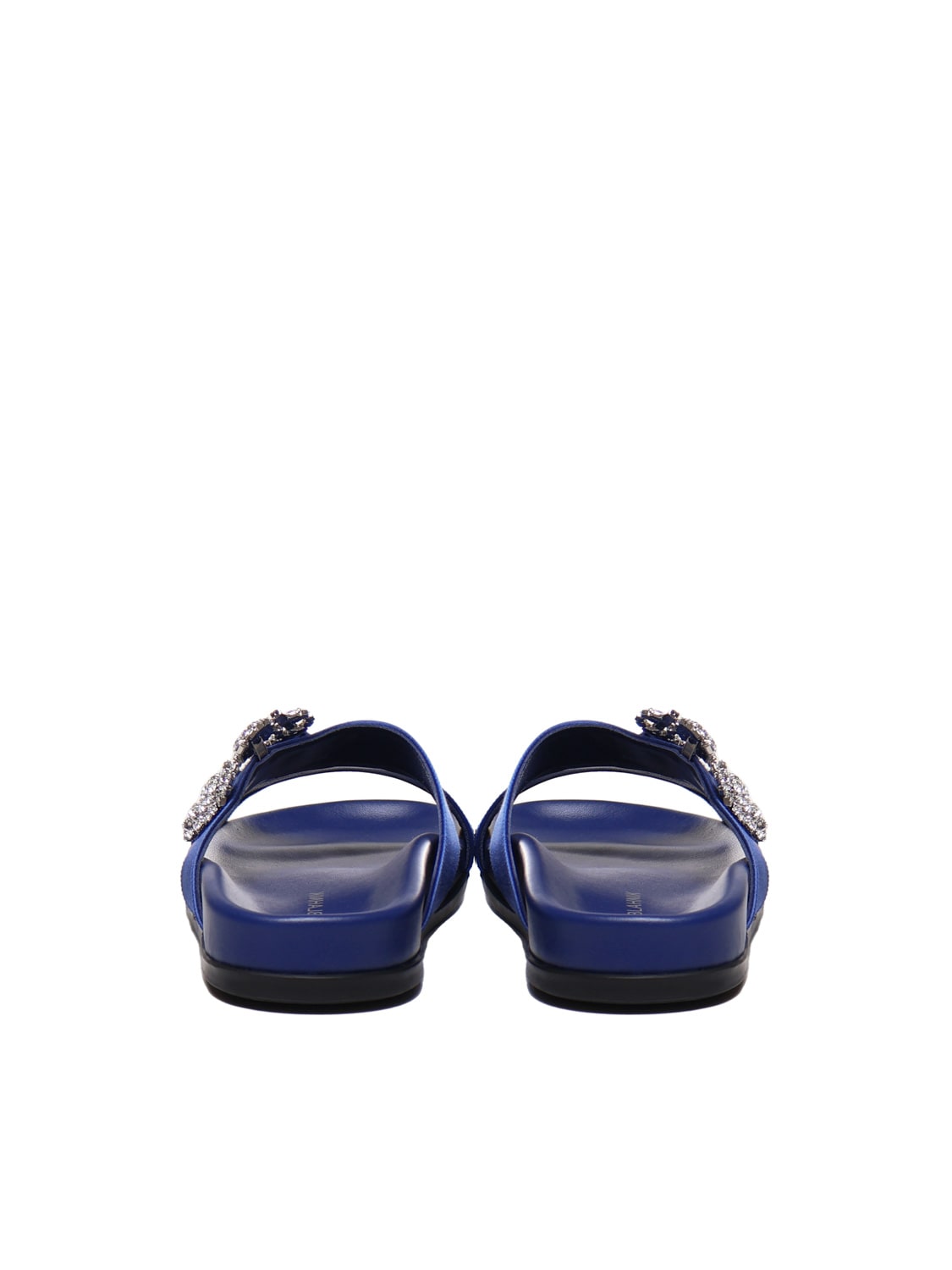 Shop Manolo Blahnik Chilanghi Flat Sandals In Blue Satin