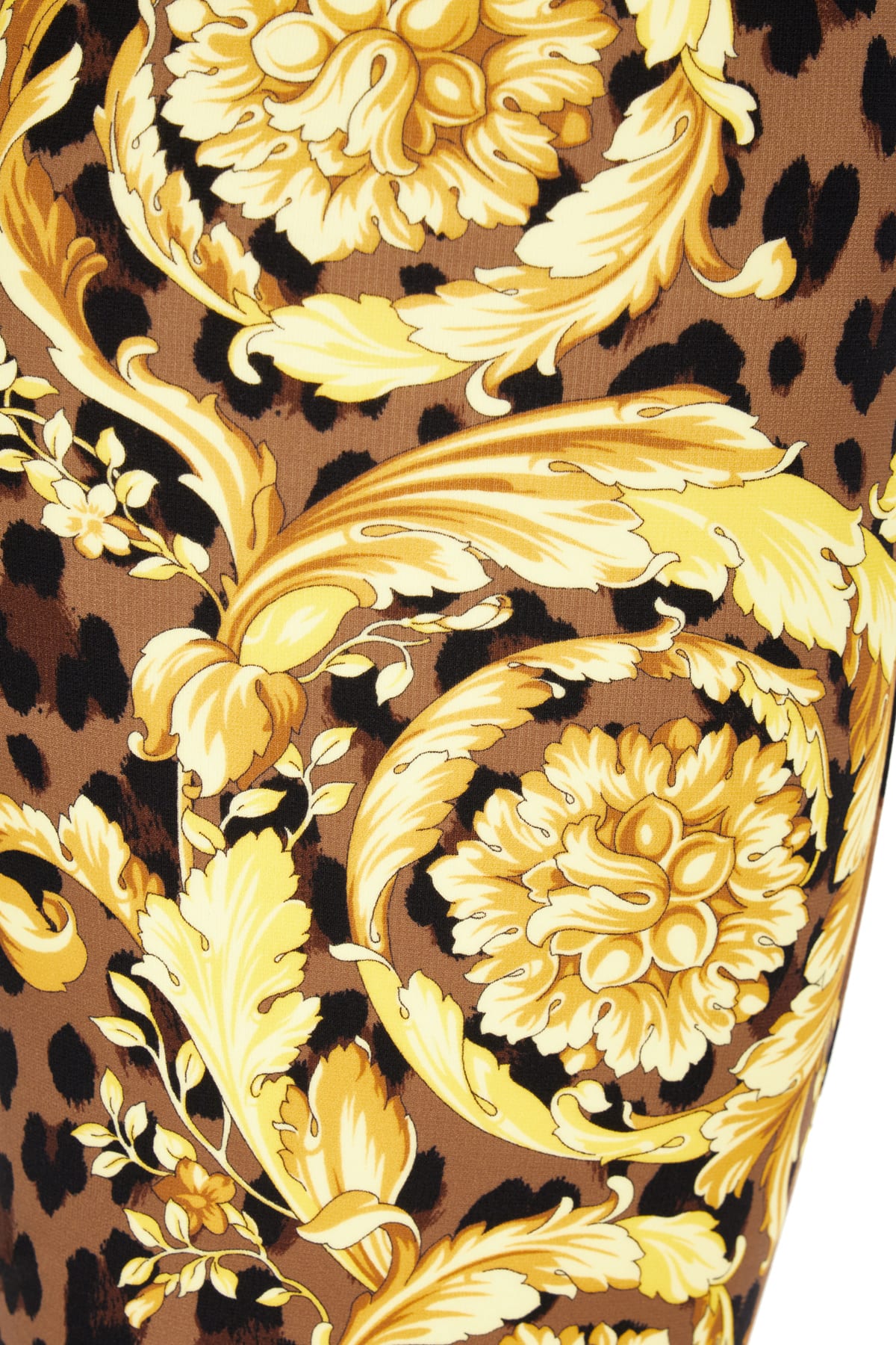 Shop Versace Printed Stretch Nylon Leggings In Chestnut Gold