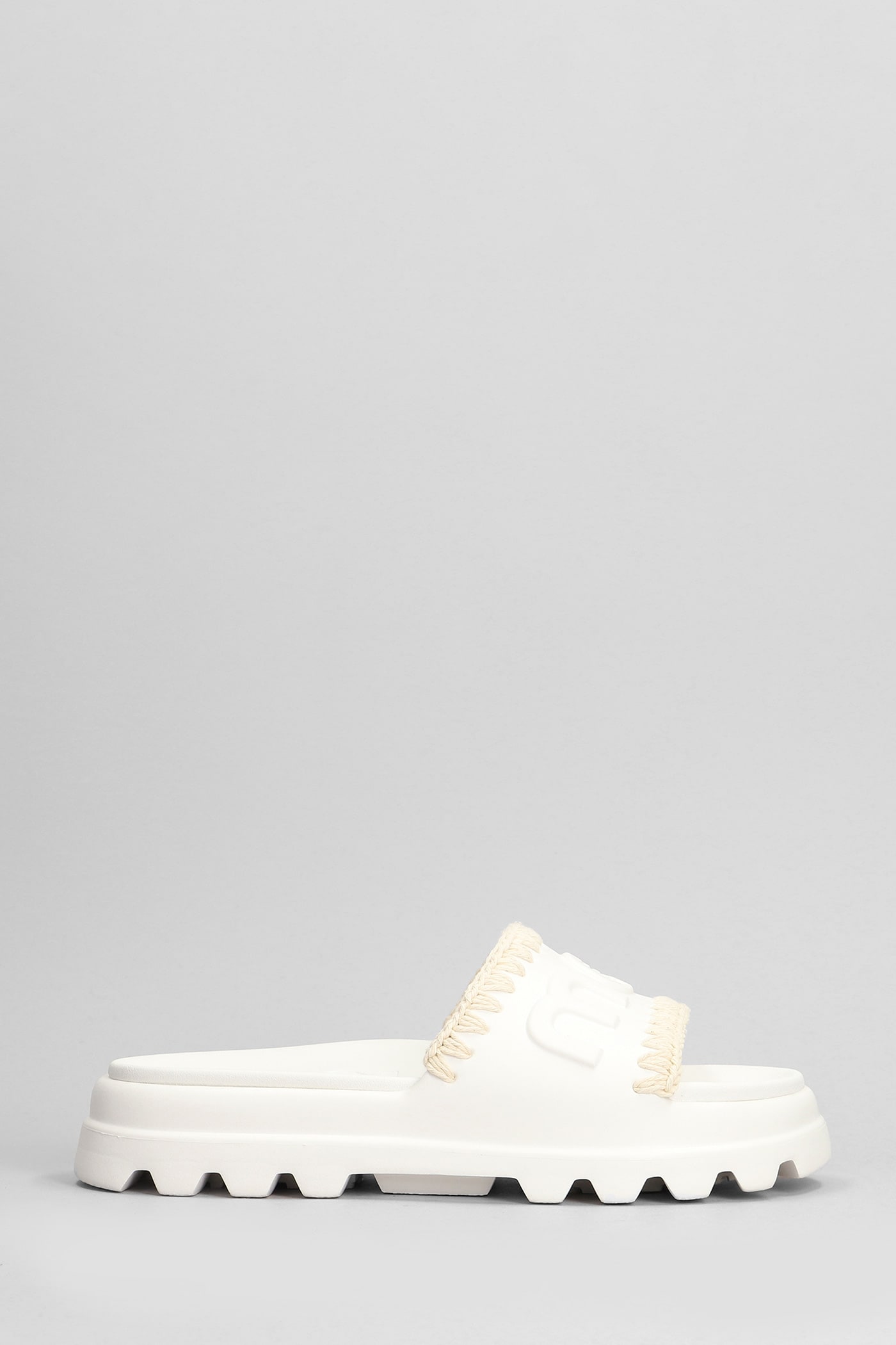 Mou Eva Onepiece Flats In White Rubber/plasic