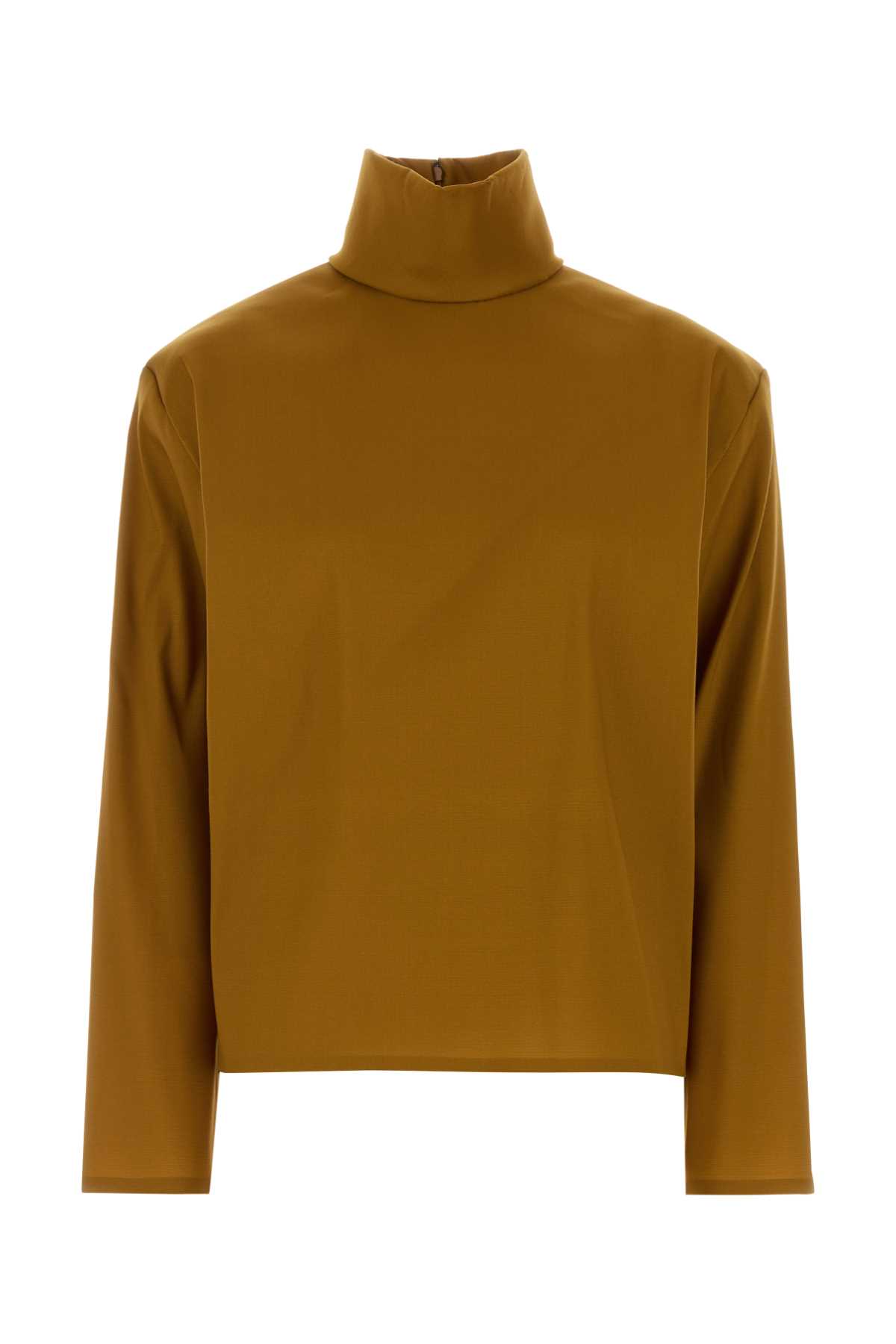 Saint Laurent Orange Stretch Silk Blend Top