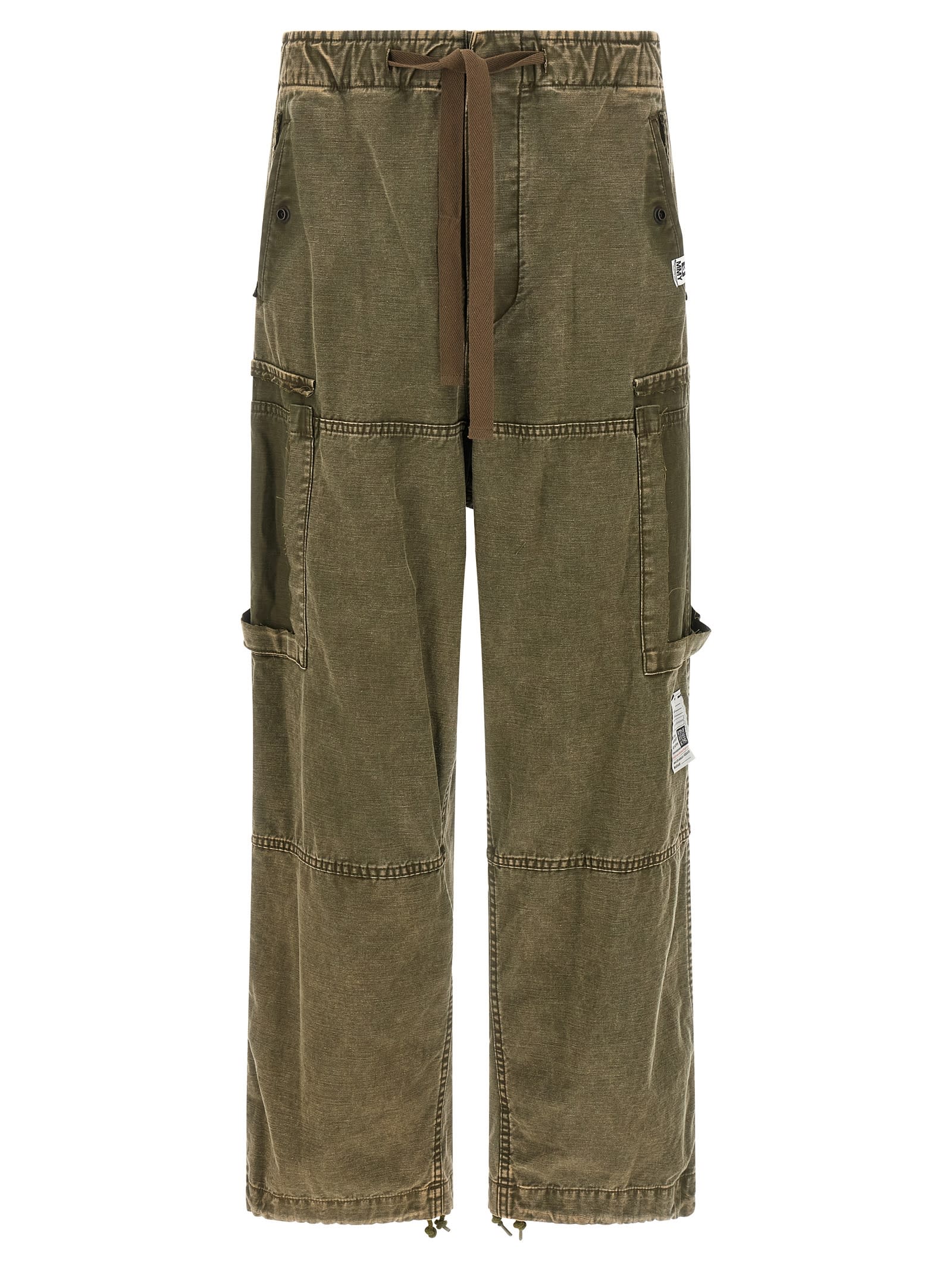 Miharayasuhiro Cotton Satin Cargo Pants In Green