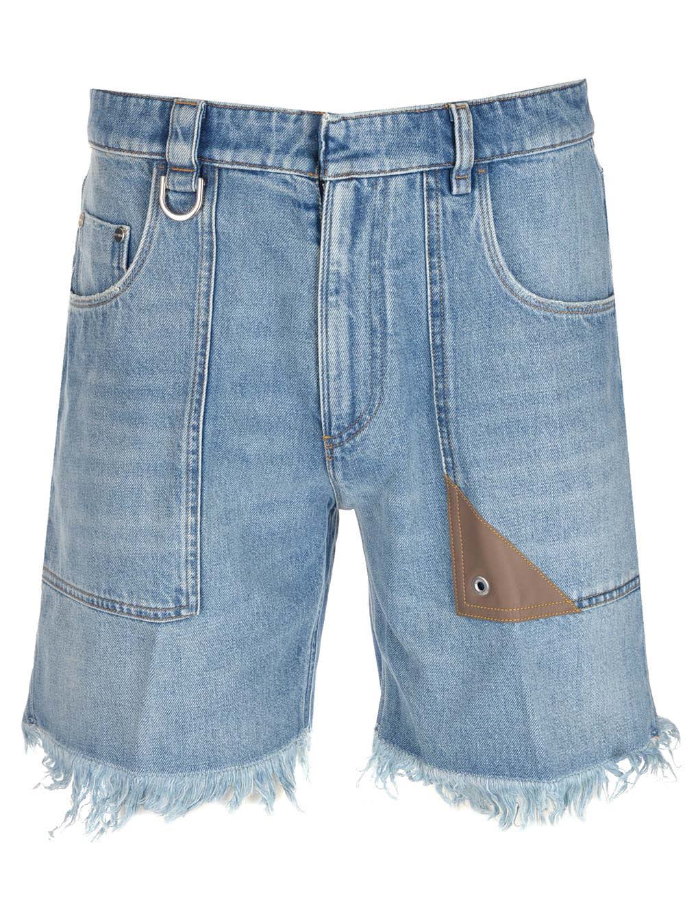 Fendi Men Denim Bermuda Shorts In Blue