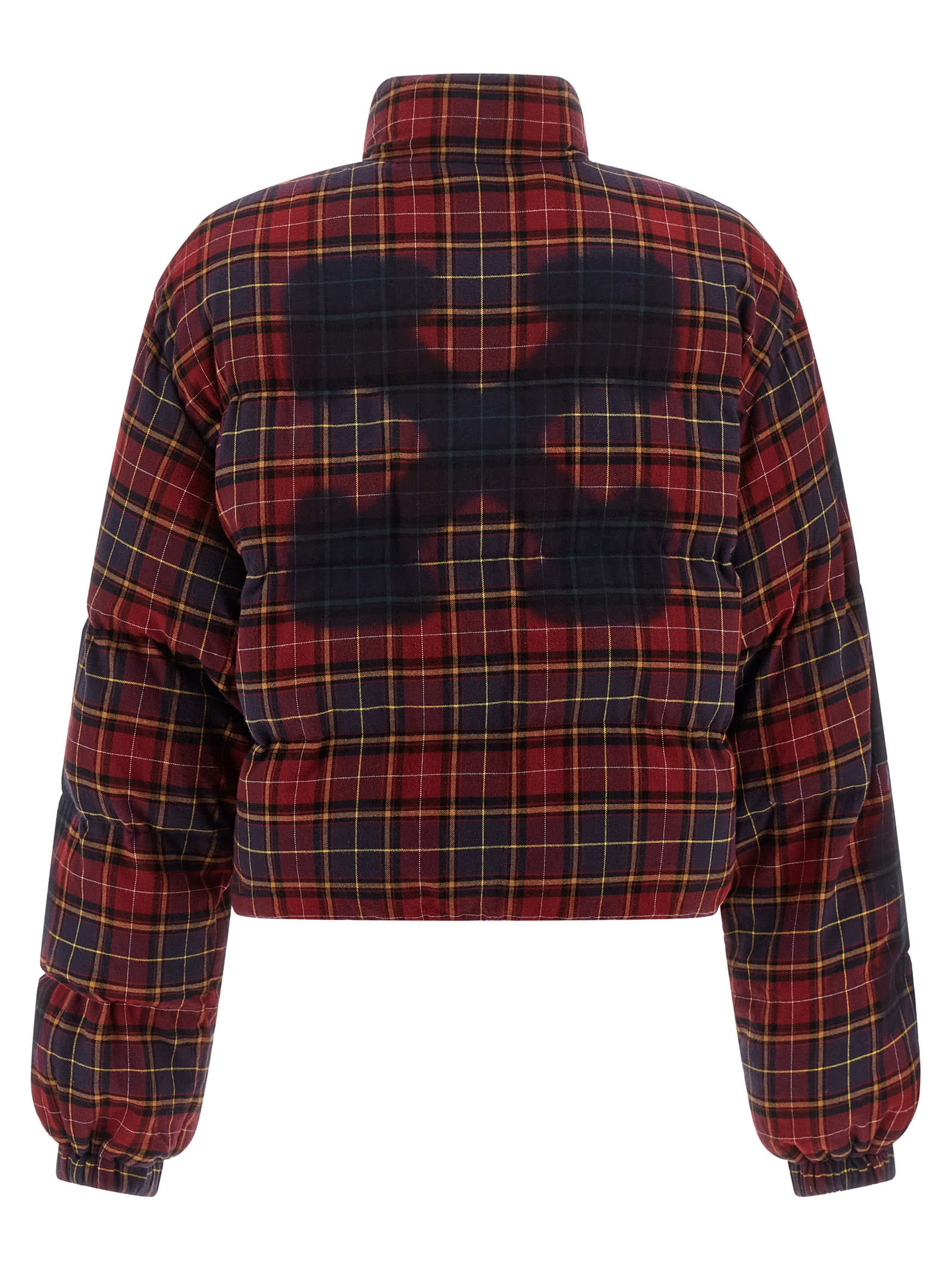 Off-white Check Flan Arrow Spray Puffer Jackets Bordeaux In Black