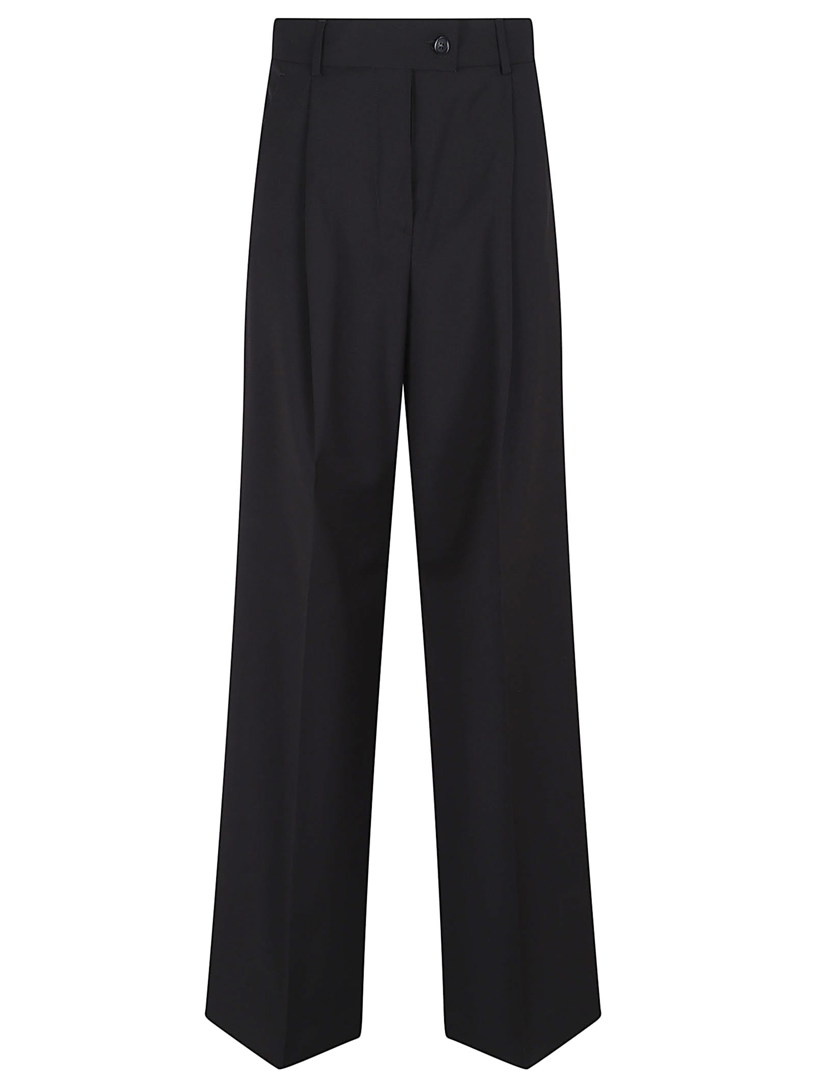 Sportmax Oversized Stretch Wool Trousers In Brown