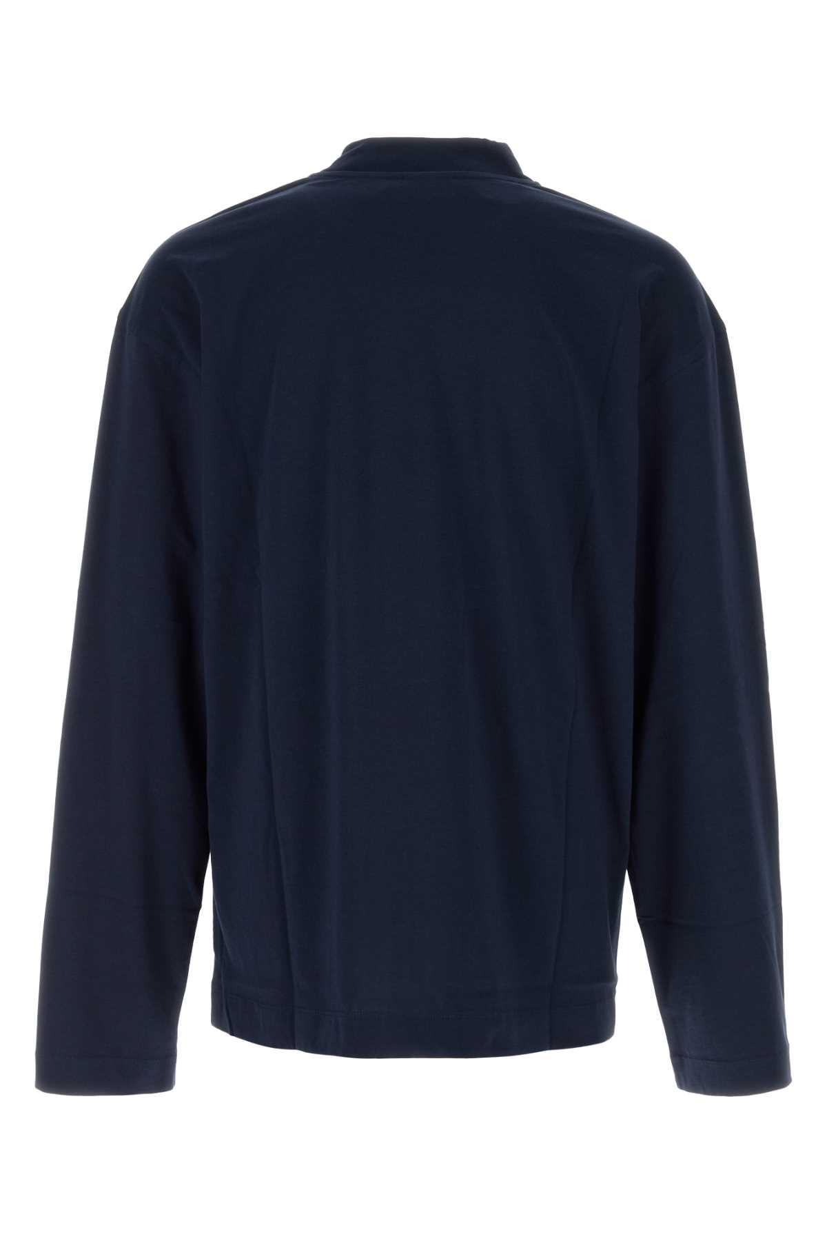 Dries Van Noten Long-sleeved Crewneck T-shirt In Navy