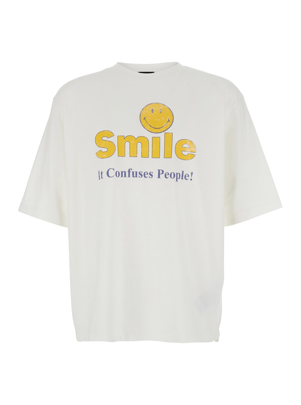 Dsquared2 White Crewneck T-shirt With Print On The Front In Cotton Man