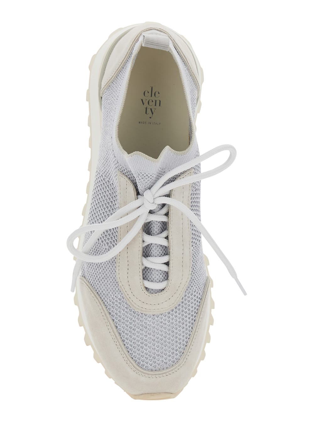 Eleventy Grey Sneakers With Knitted Upper And Chunky Sole In Fabric And Suede Man In Grey