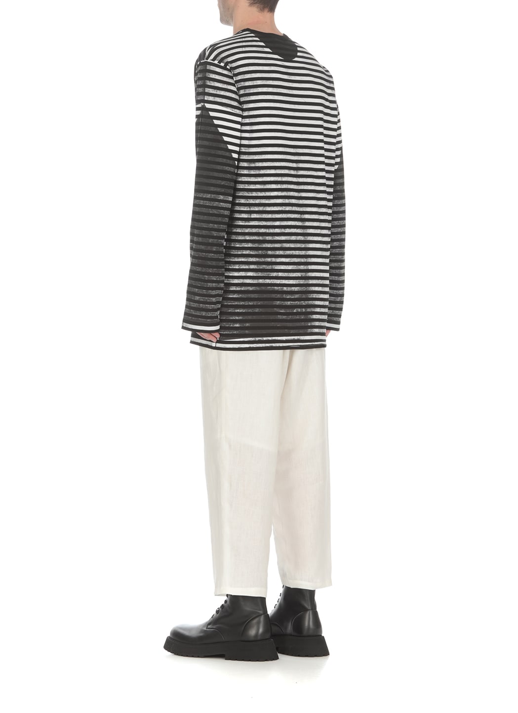 Shop Yohji Yamamoto Striped Pattern Sweater In Grey