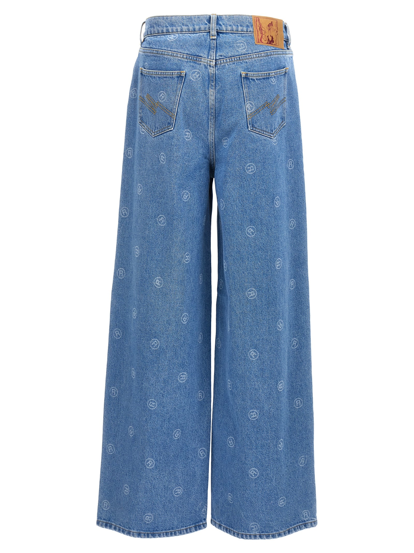 Shop Martine Rose All-over Logo Jeans In Light Blue