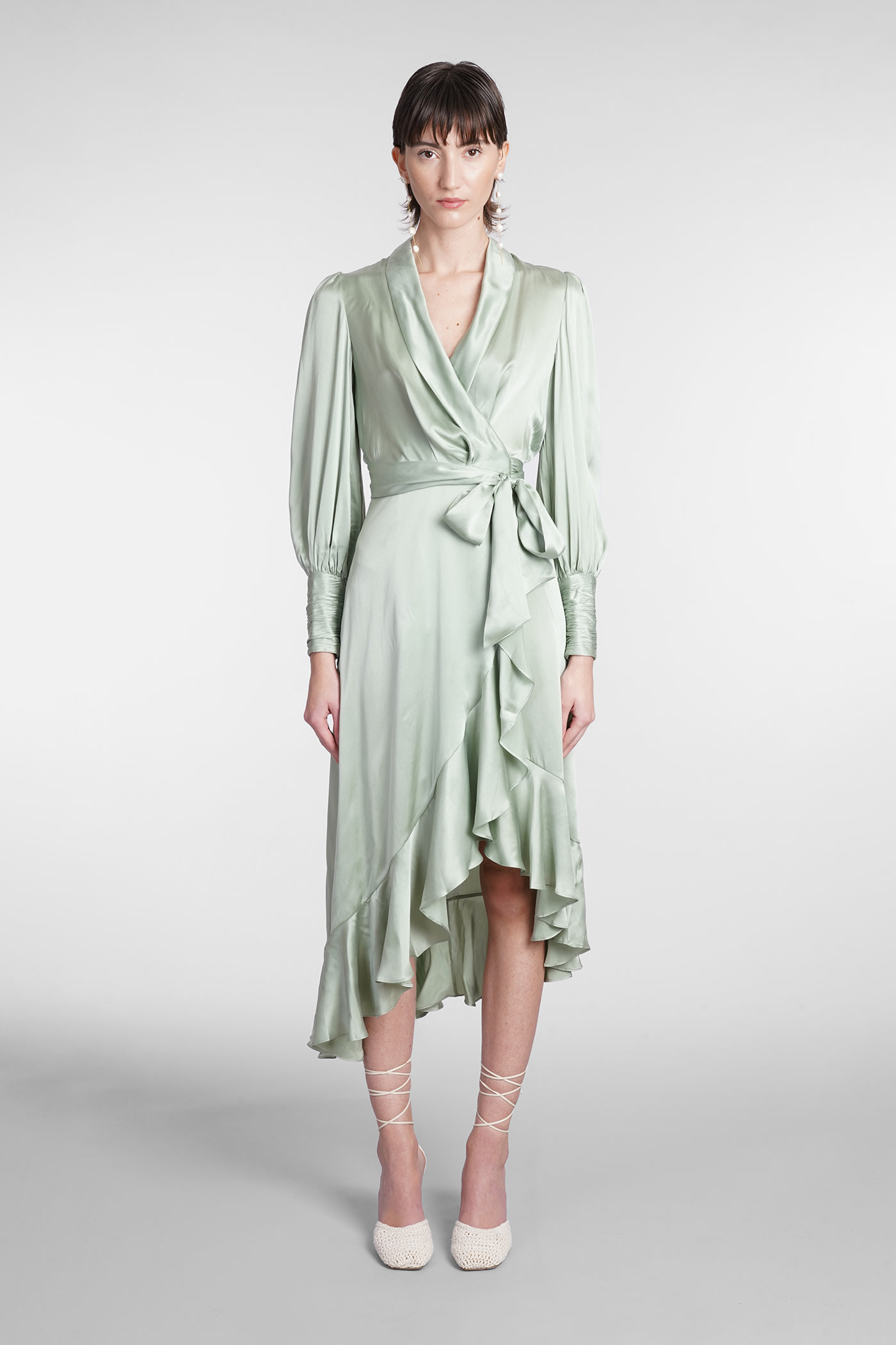 Zimmermann Dress In Green Silk | ModeSens