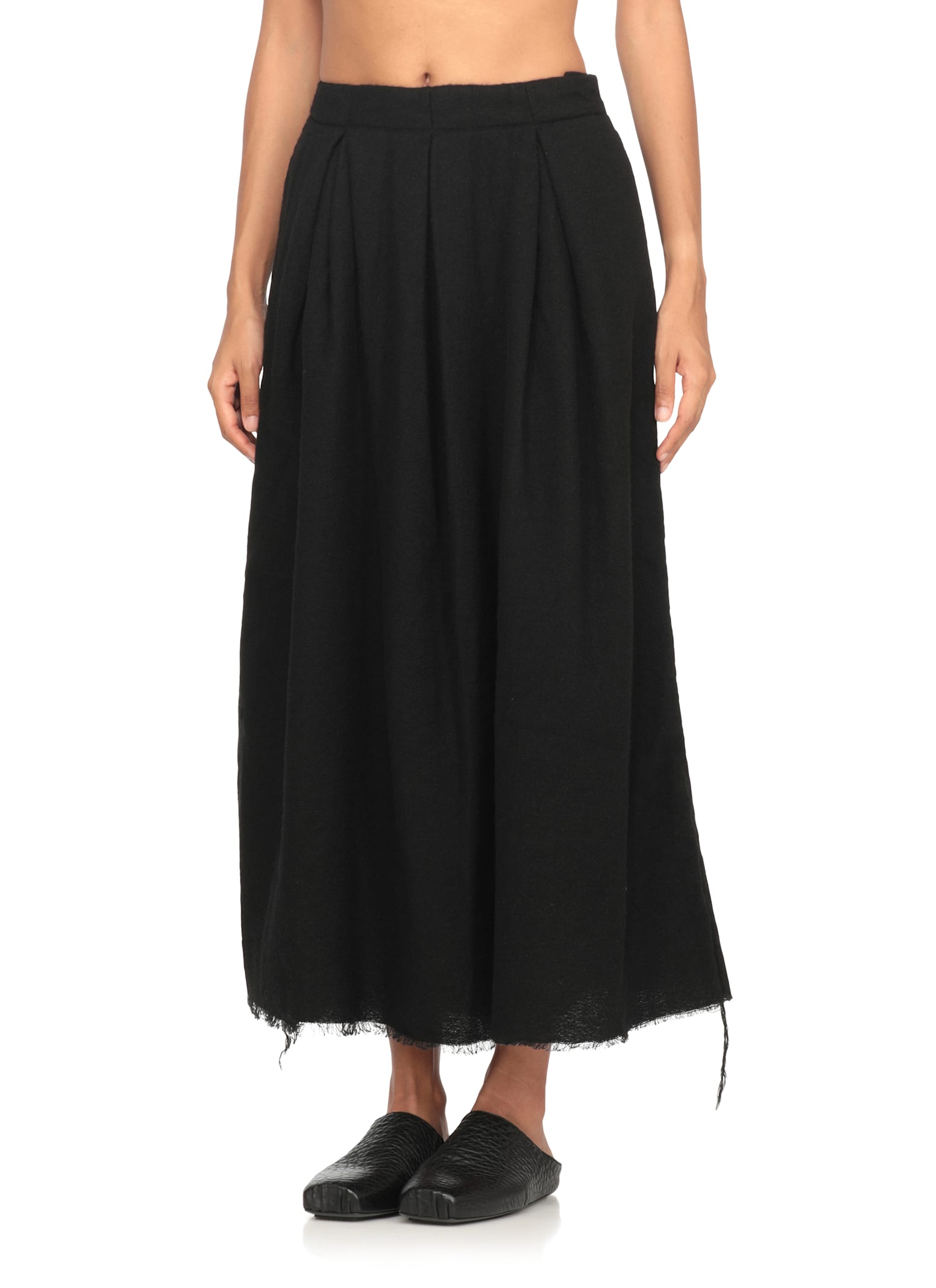 Uma Wang Midi Skirt With Pleats And Buttons In Black