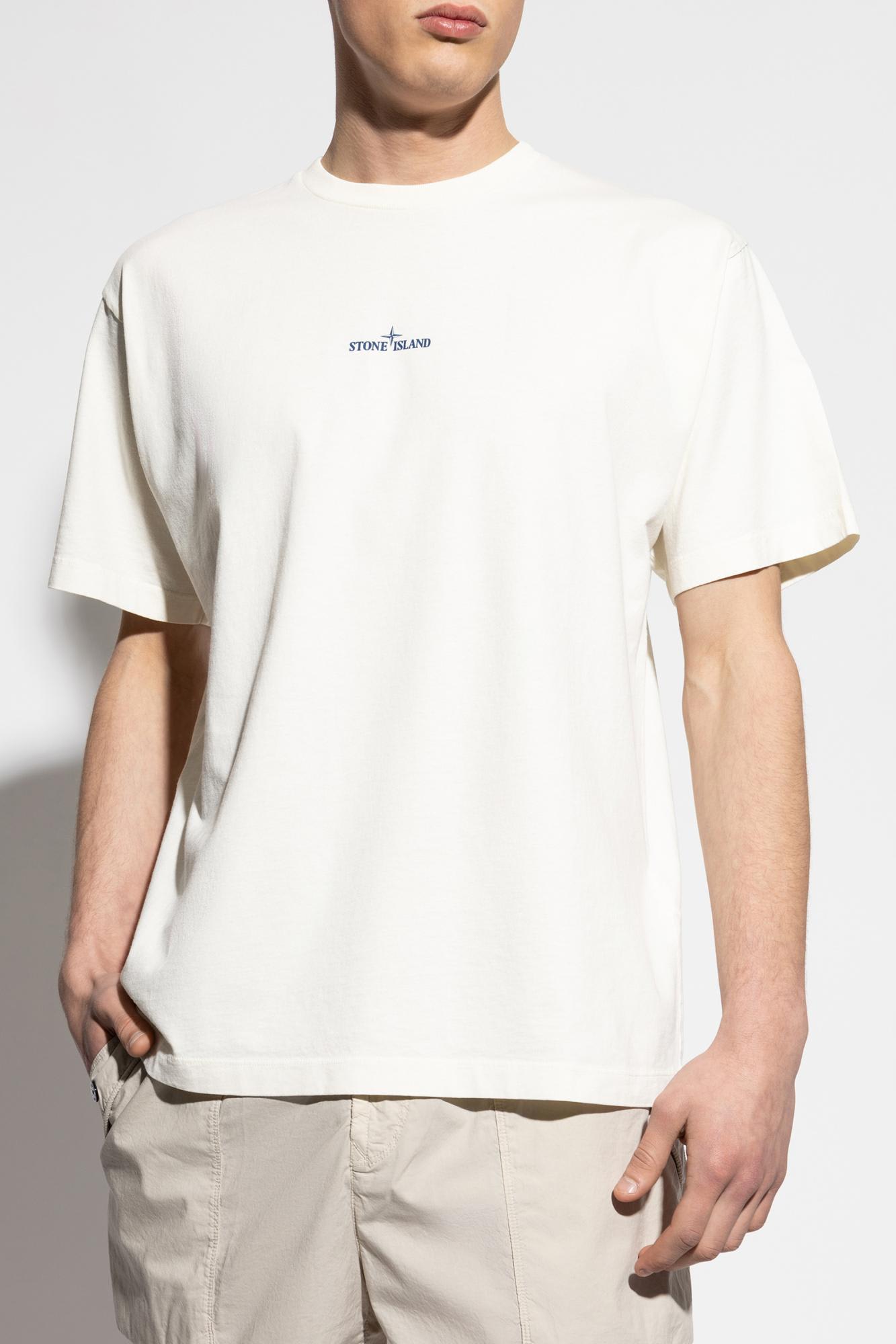 Shop Stone Island T-shirt With Printed Logo In White
