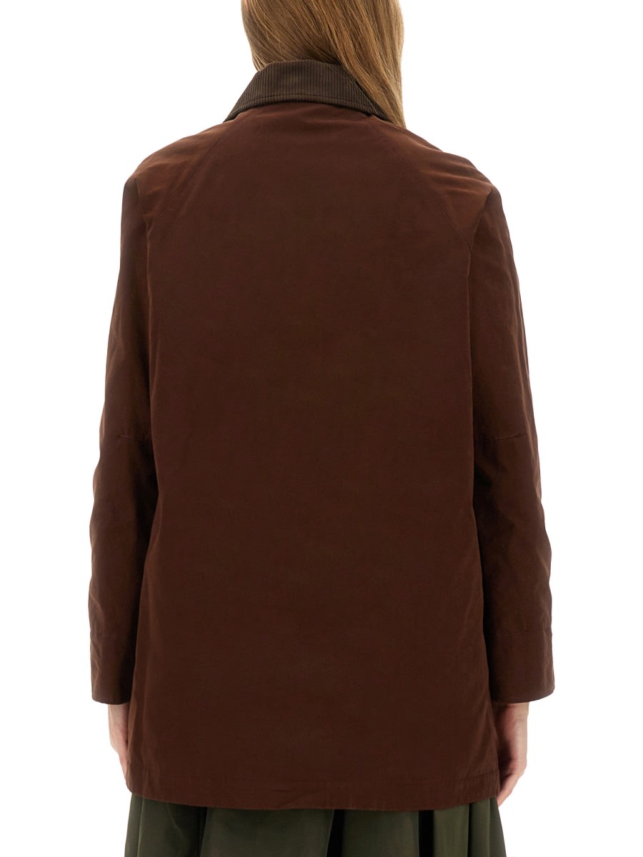 Aspesi Corduroy Collar Long Sleeve Coat In Brown