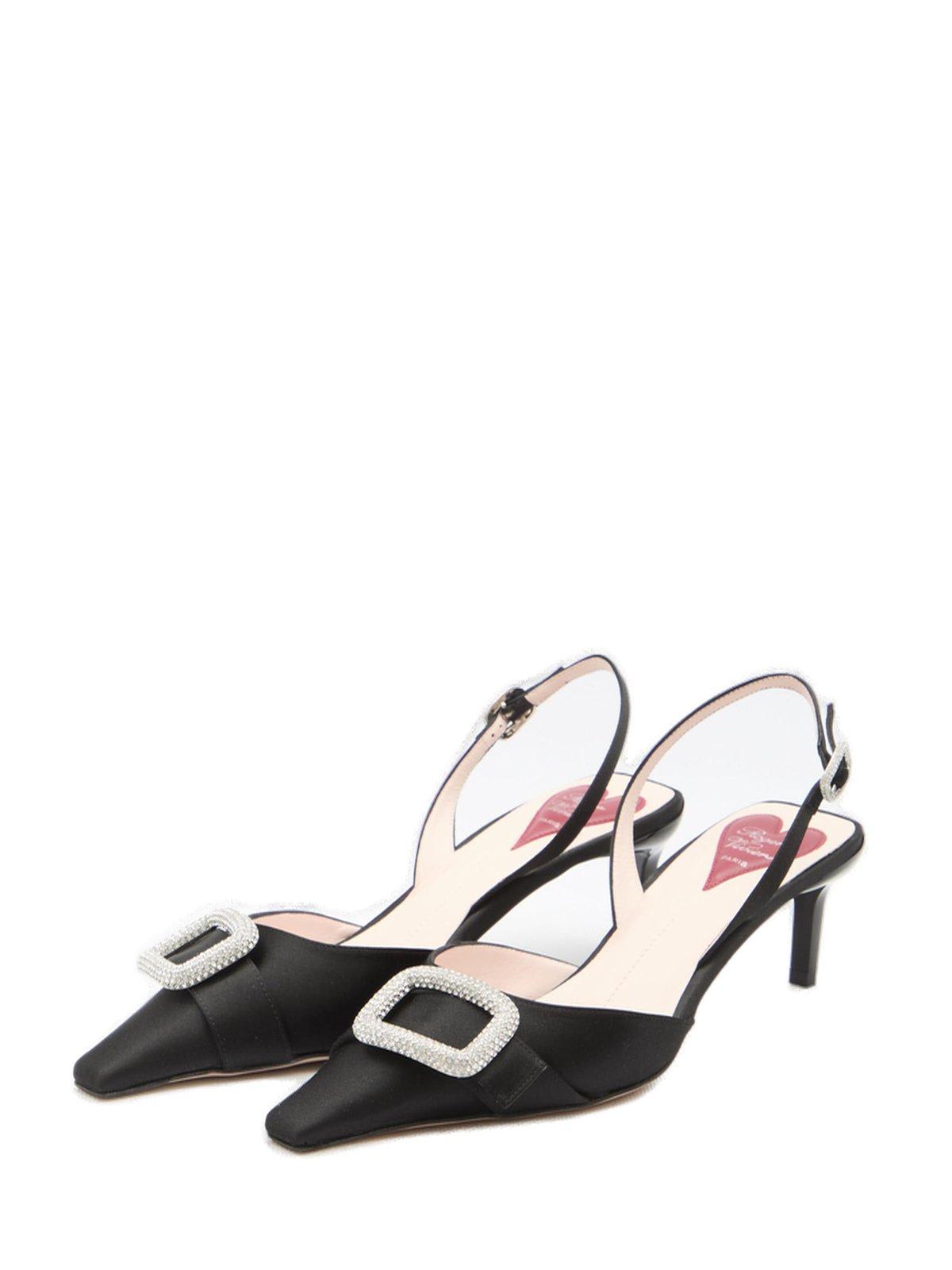 Roger Vivier 55mm Dorsay Satin Slingback Pumps In Black