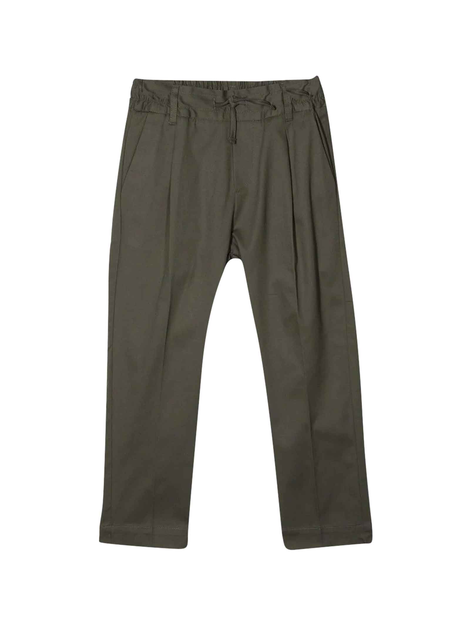 Paolo Pecora Pants With Elasticated Waist In Militare