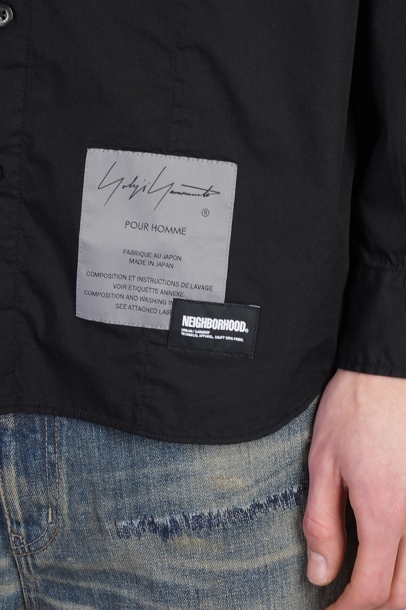 Yohji Yamamoto Black Neighborhood Edition Print Shirt In Black