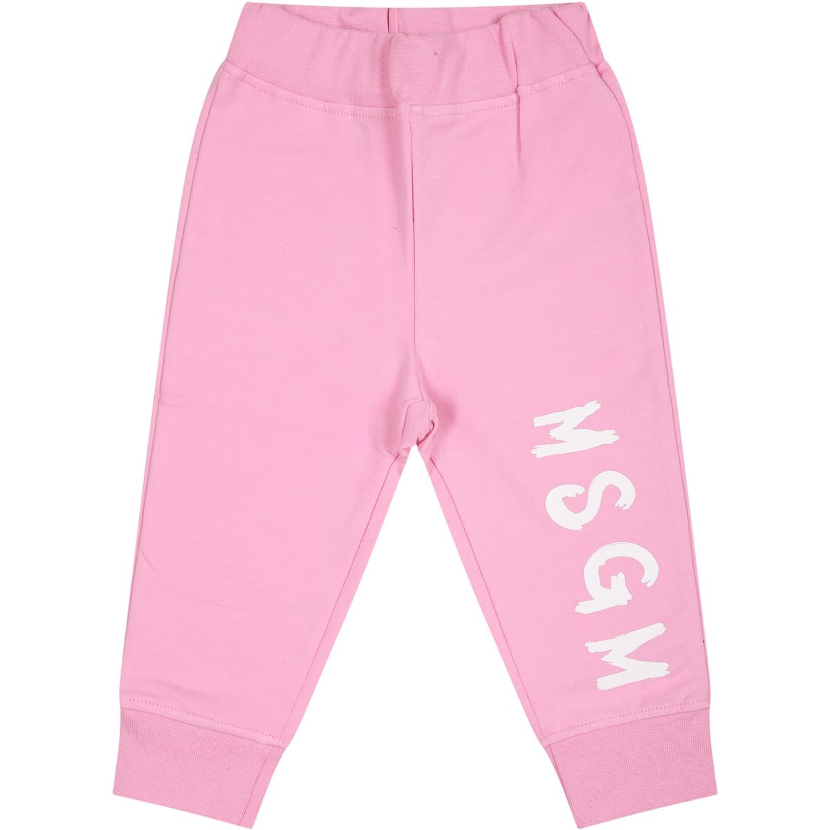 Shop Msgm Pink Trousers For Baby Girl With Logo