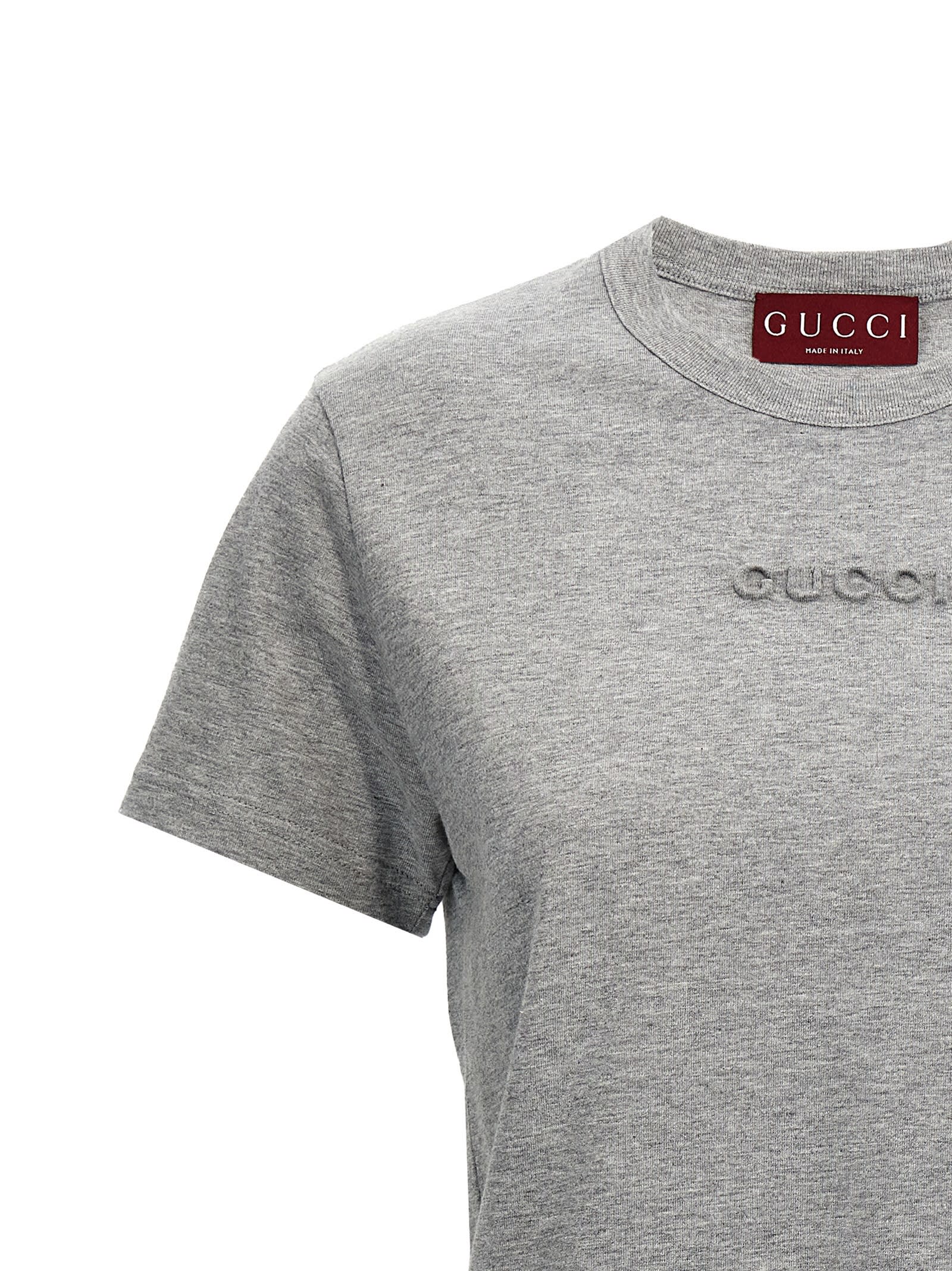 Shop Gucci Embossed Logo T-shirt In Gray