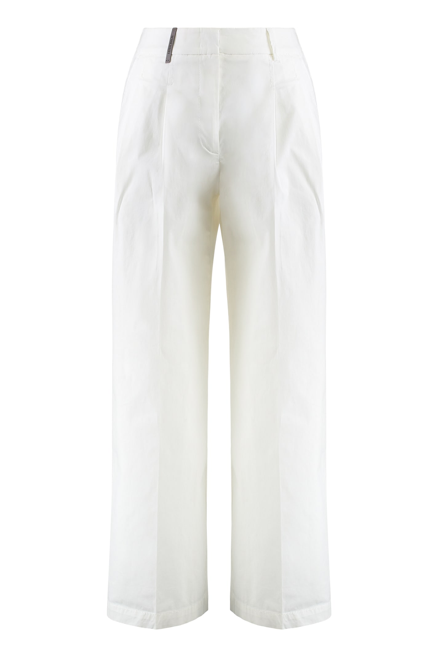 Peserico Side-slit Cropped Stretch Pants In White