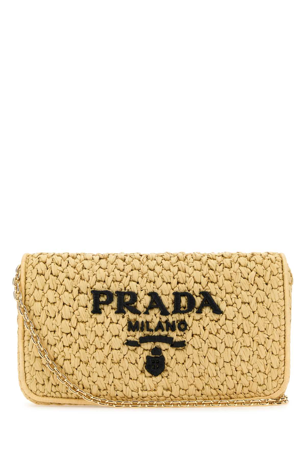 Shop Prada Raffia Crossbody Bag In Naturalenero