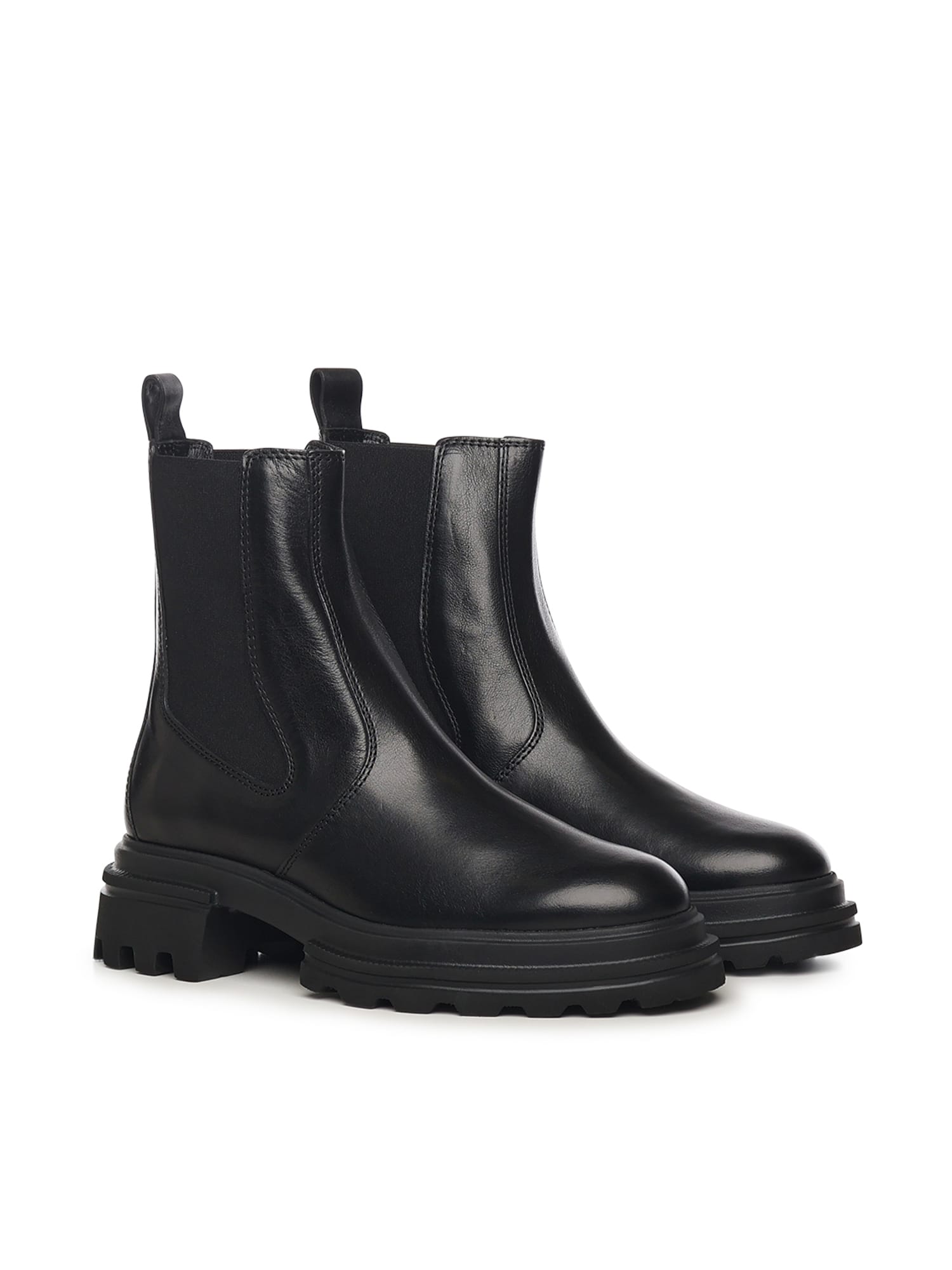 Hogan Leather Chelsea Ankle Boots In Black
