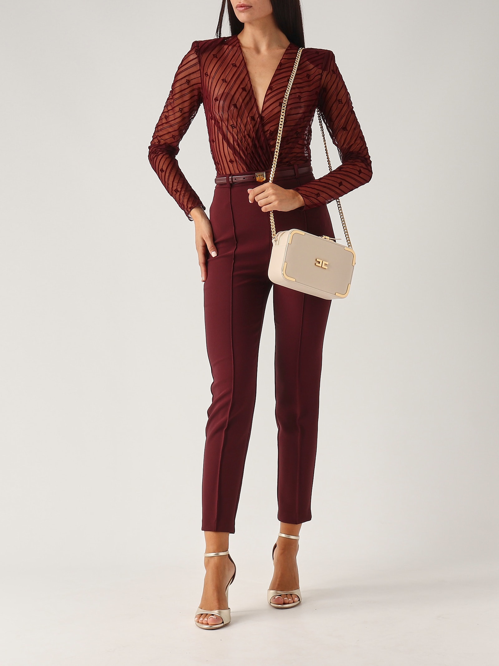 Shop Elisabetta Franchi Poliester Jump Suit In Vinaccia