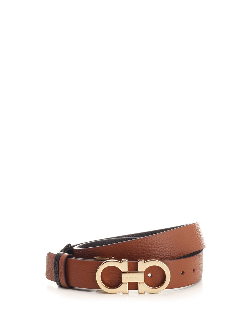 Ferragamo Reversible And Adjustable Gancini Belt In Brown