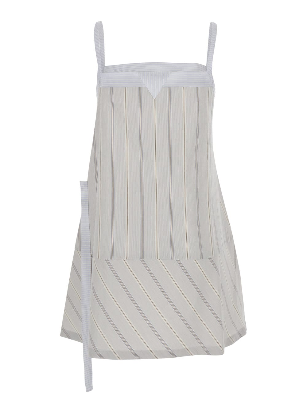Low Classic Blue Cotton Dress With Spaghetti Straps And All-over Striped Motif In Blu