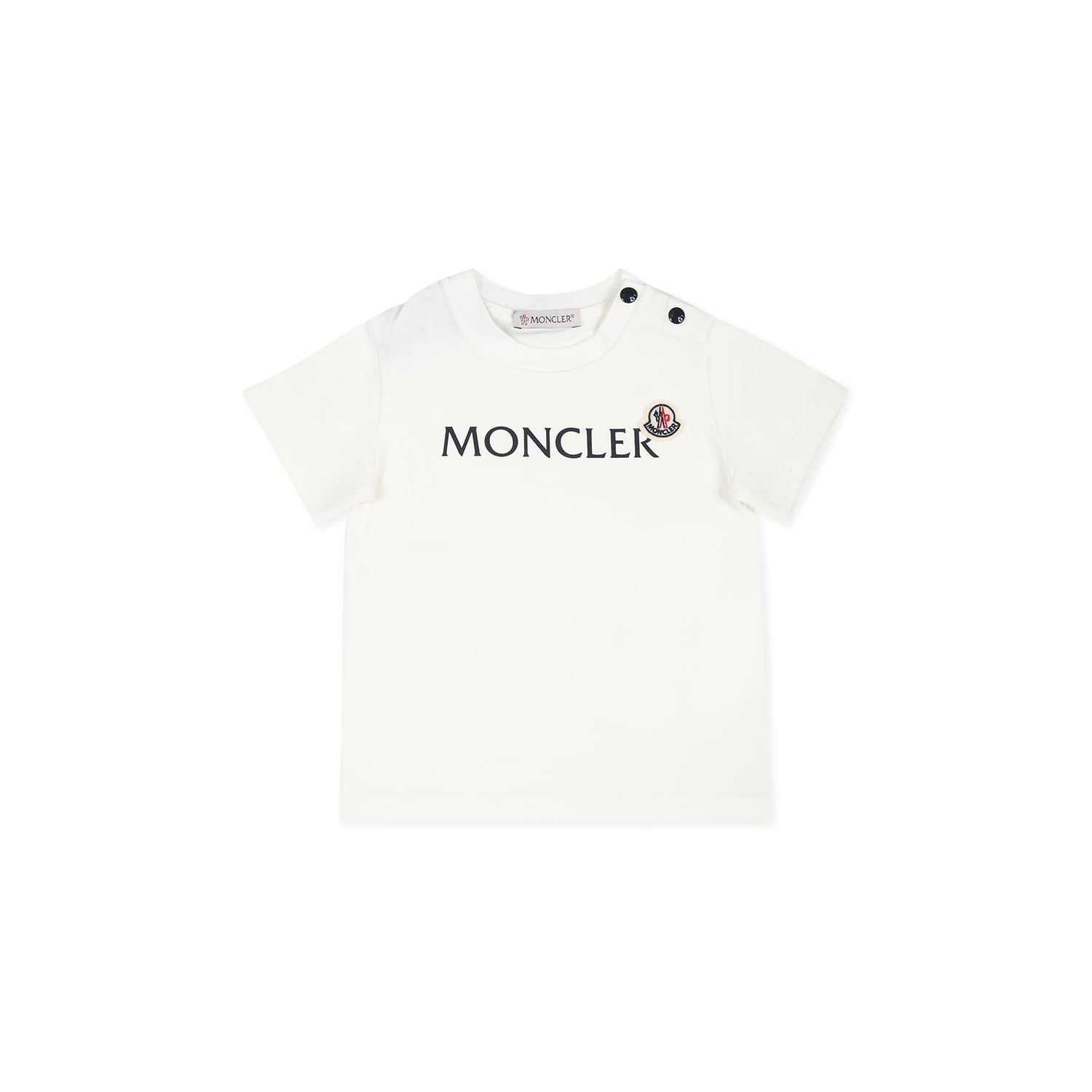 Shop Moncler White T-shirt For Babykids With Logo