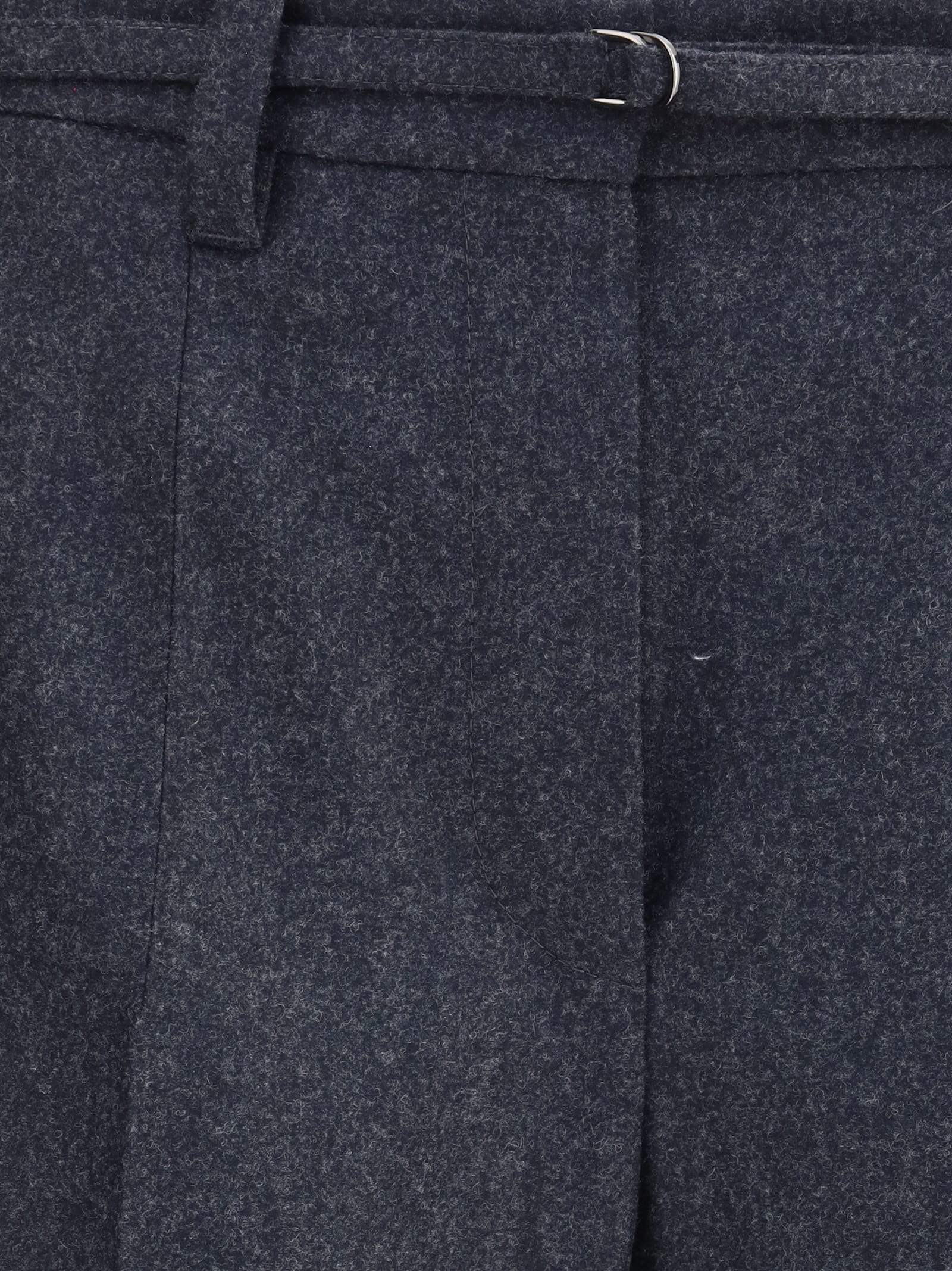 Brunello Cucinelli Women Virgin Wool Trousers With Belt In Blue