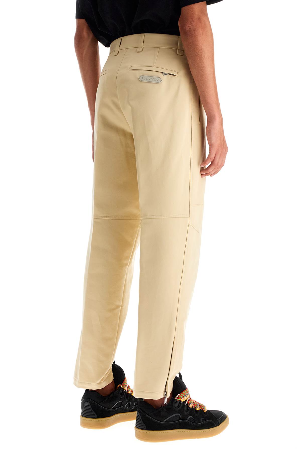 Shop Lanvin Biker Gabardine Trousers In Beige Foncé (beige)