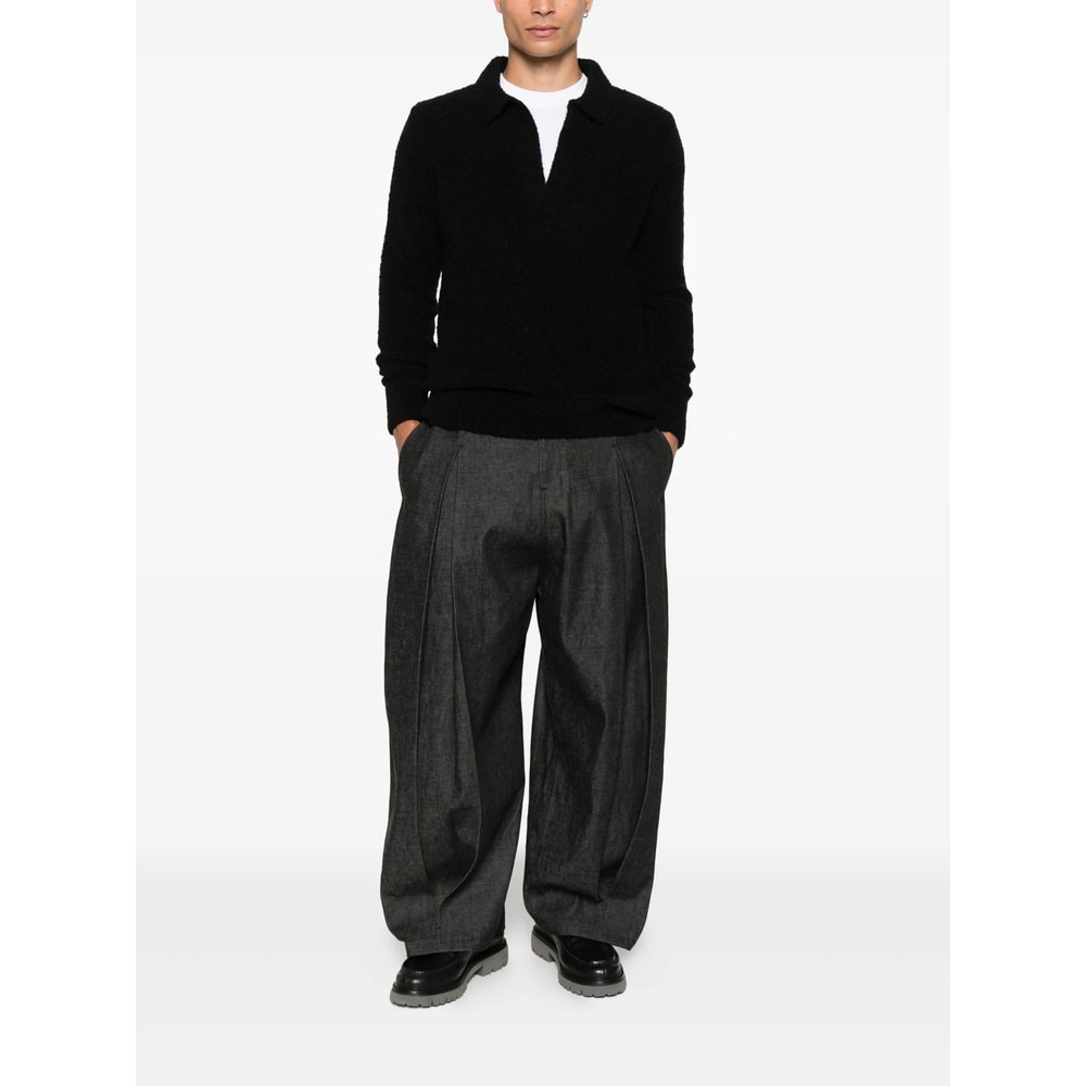 Seven Gauge Fabric Sweaters In Black