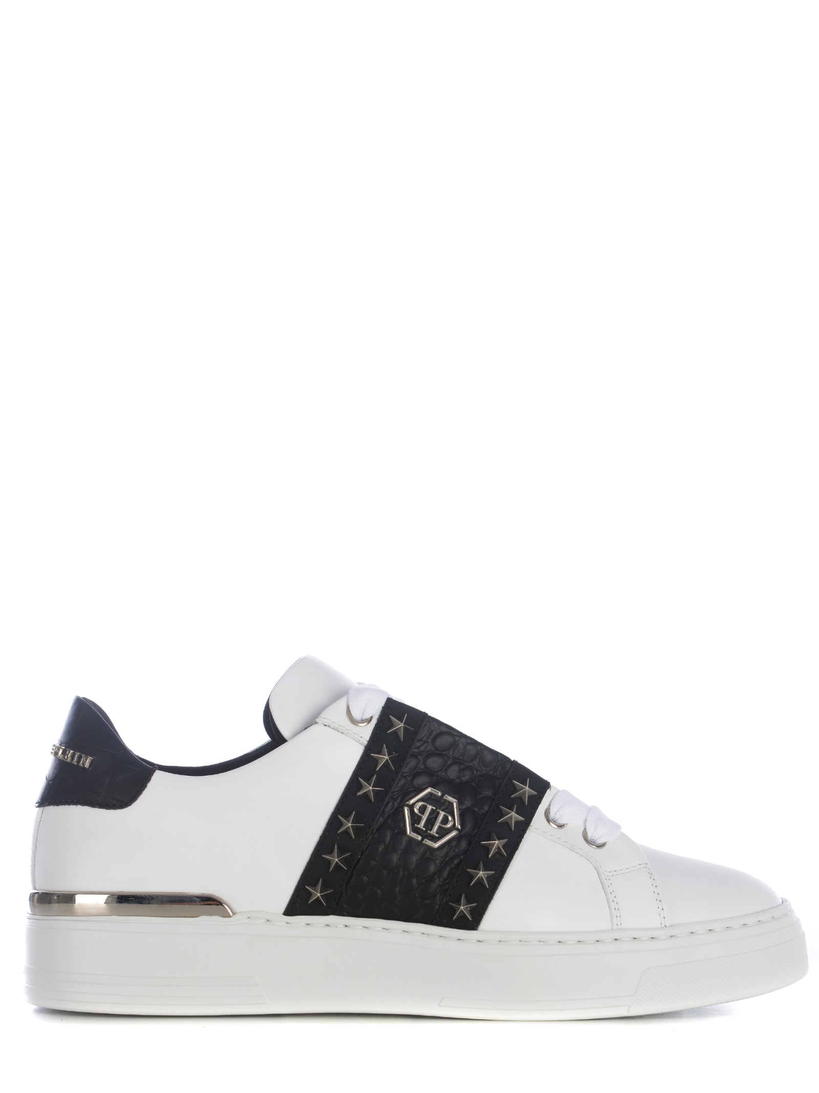 Shop Philipp Plein Sneakers  Lo-top In Leather In White