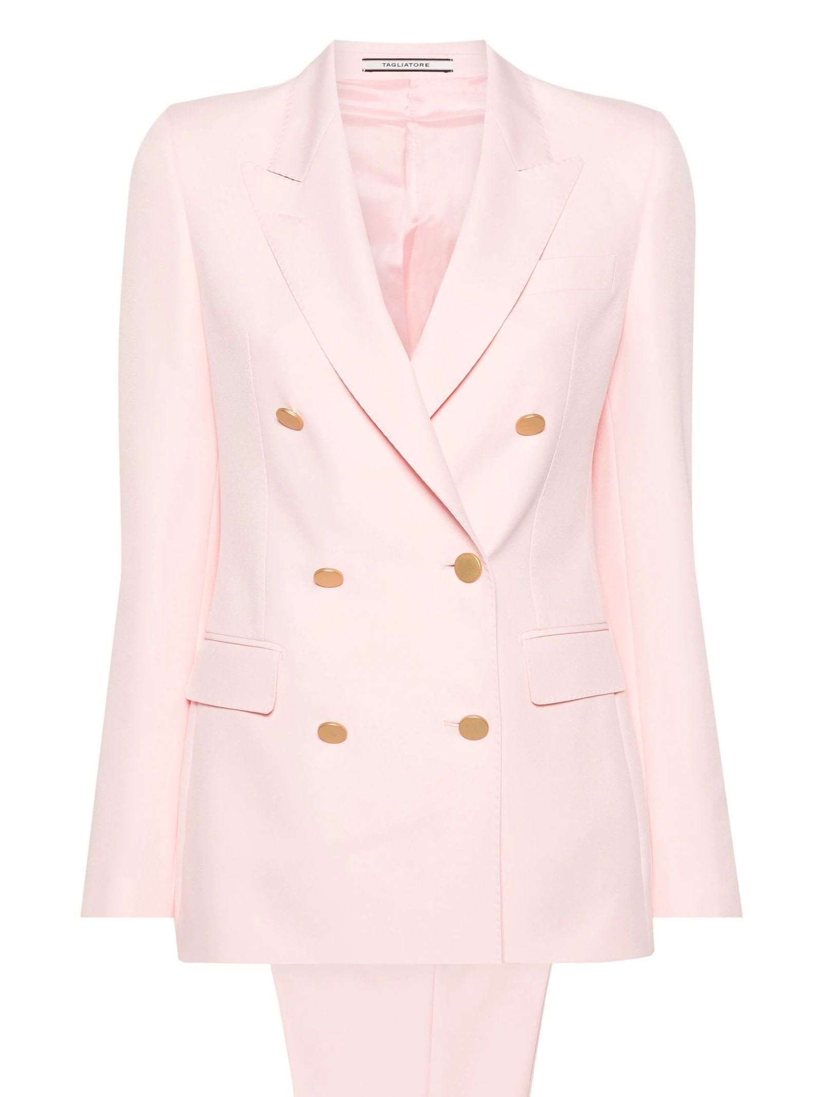 Shop Tagliatore Pink Double-breasted Suit