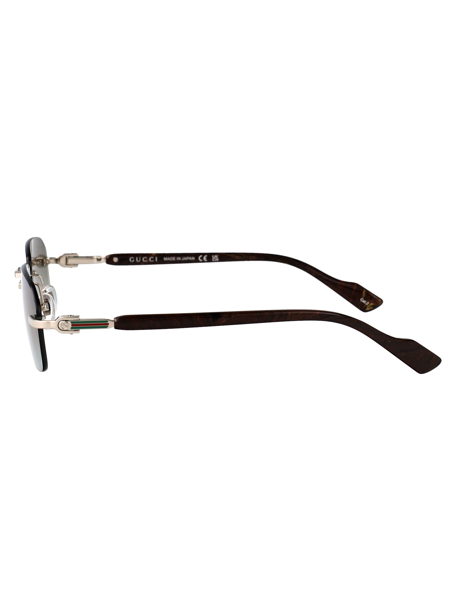 Gucci Silver-silver-brown Metal Sunglasses In Gray