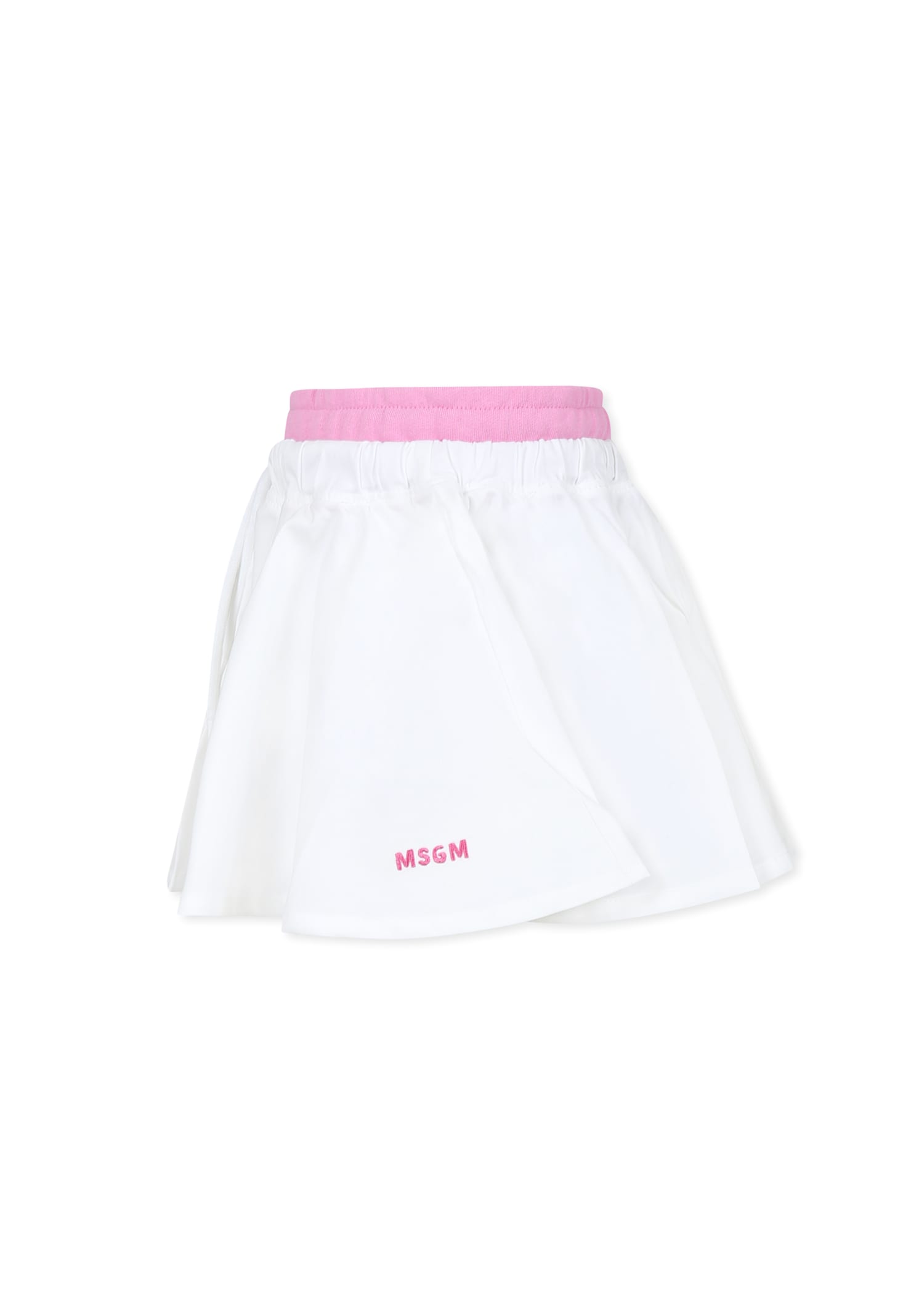 Shop Msgm White Skirt For Girl With Logo