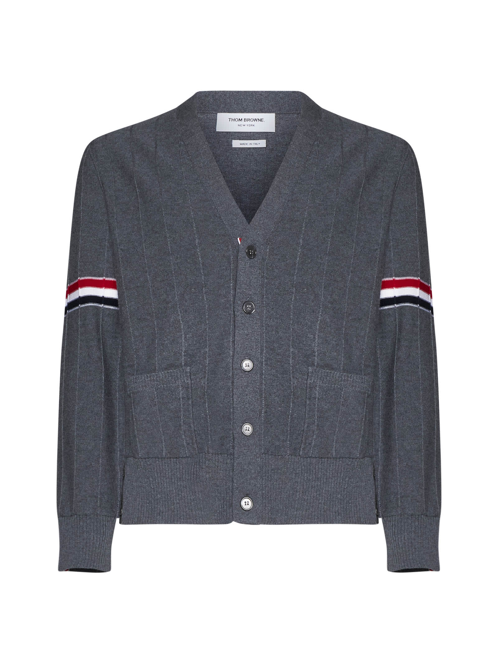 Shop Thom Browne Cardigan In Med Grey