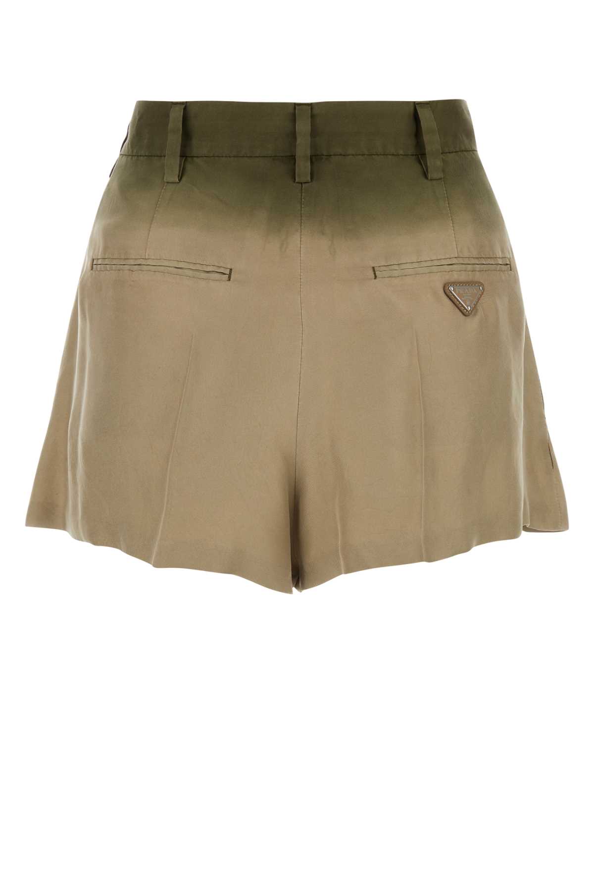 Prada Sage Green Silk Shorts In Corda