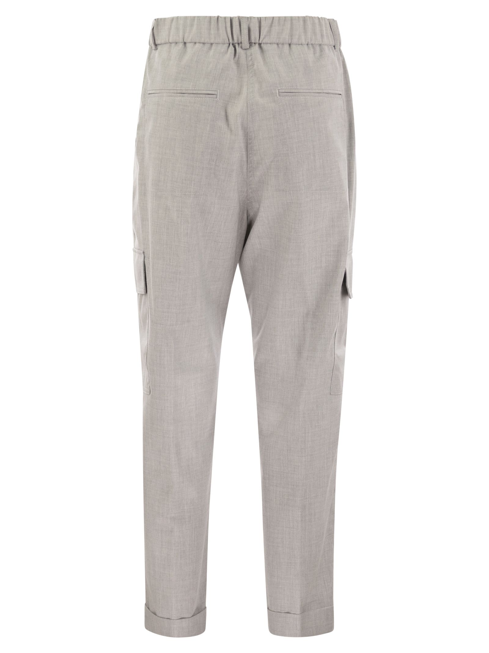 Shop Peserico Cargo Trousers In Technical Viscose Canvas In Melange Grey