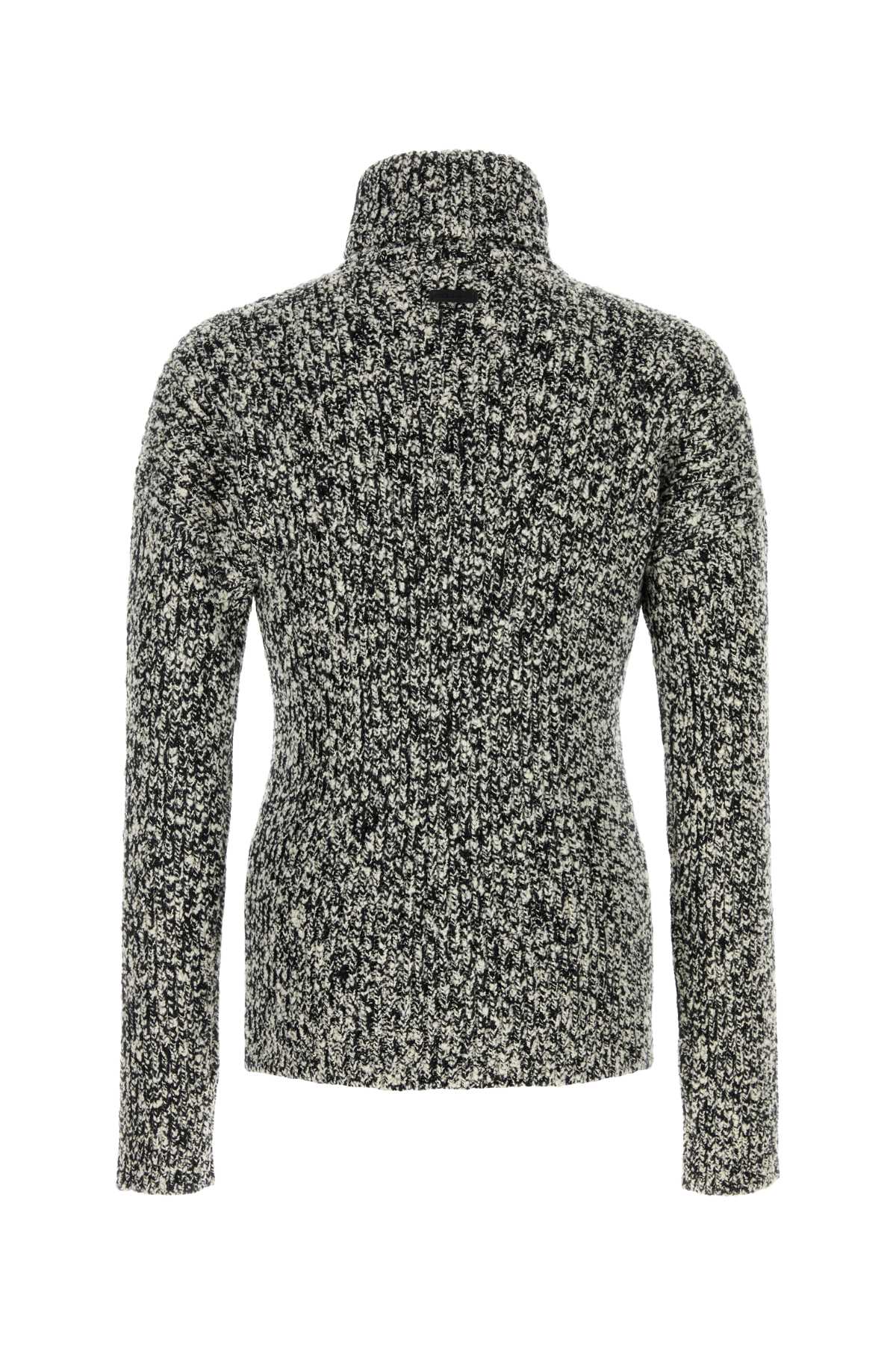 Dolce & Gabbana Two-tone Knit Turtleneck Sweater In Gray