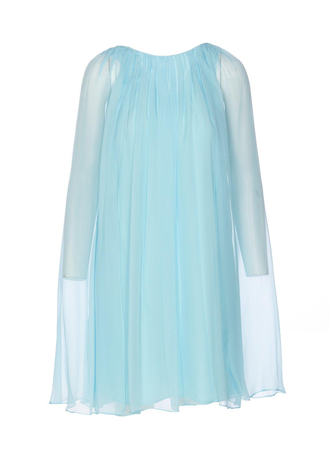 Shop Max Mara Tulle Crewneck Sleeveless Dress In Blue