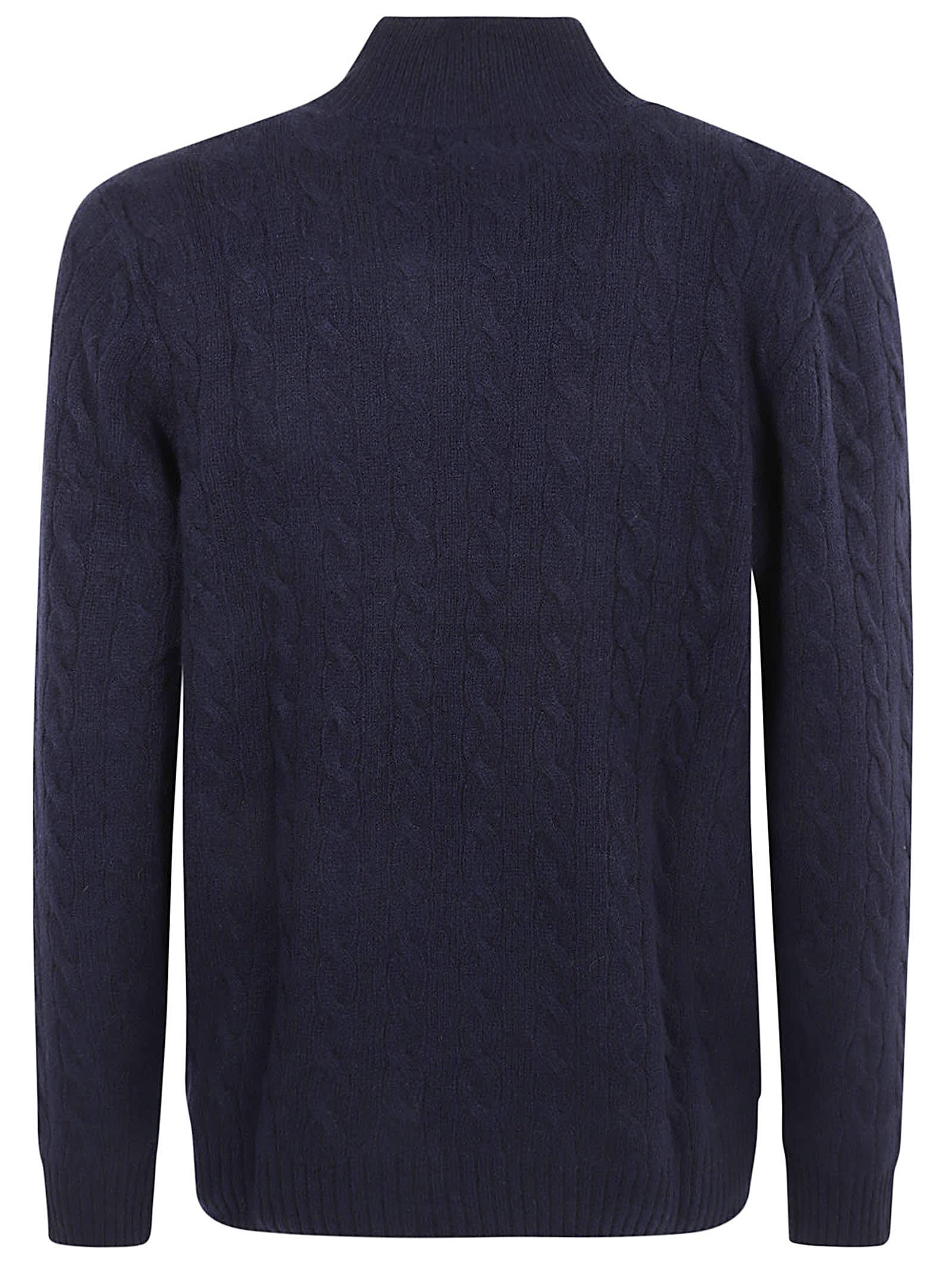 Shop Ralph Lauren High-neck Zip Placket Logo Embroidery Sweater In Blue