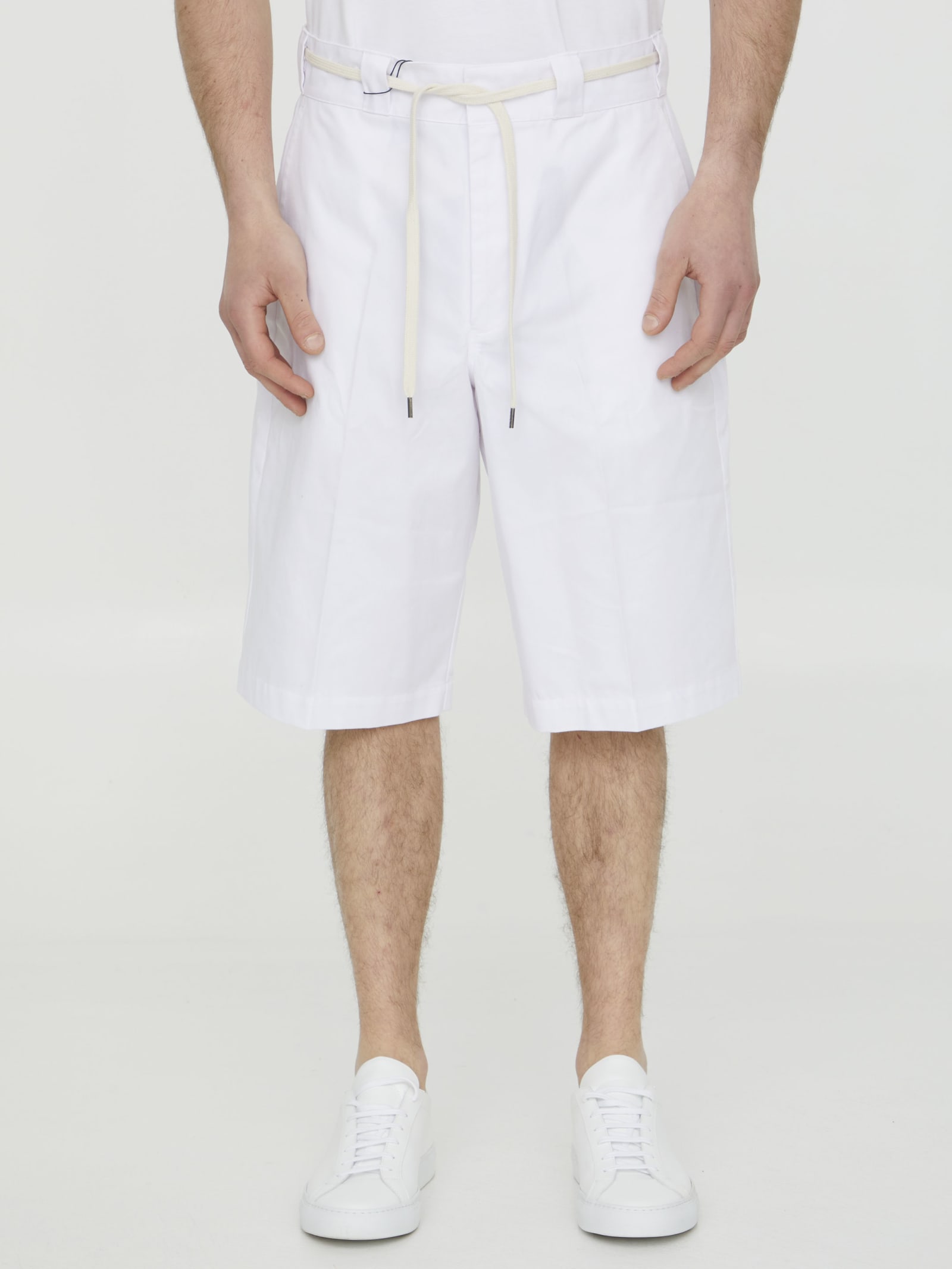 Shop Drôle De Monsieur Le Short Twill Bermuda Shorts In White