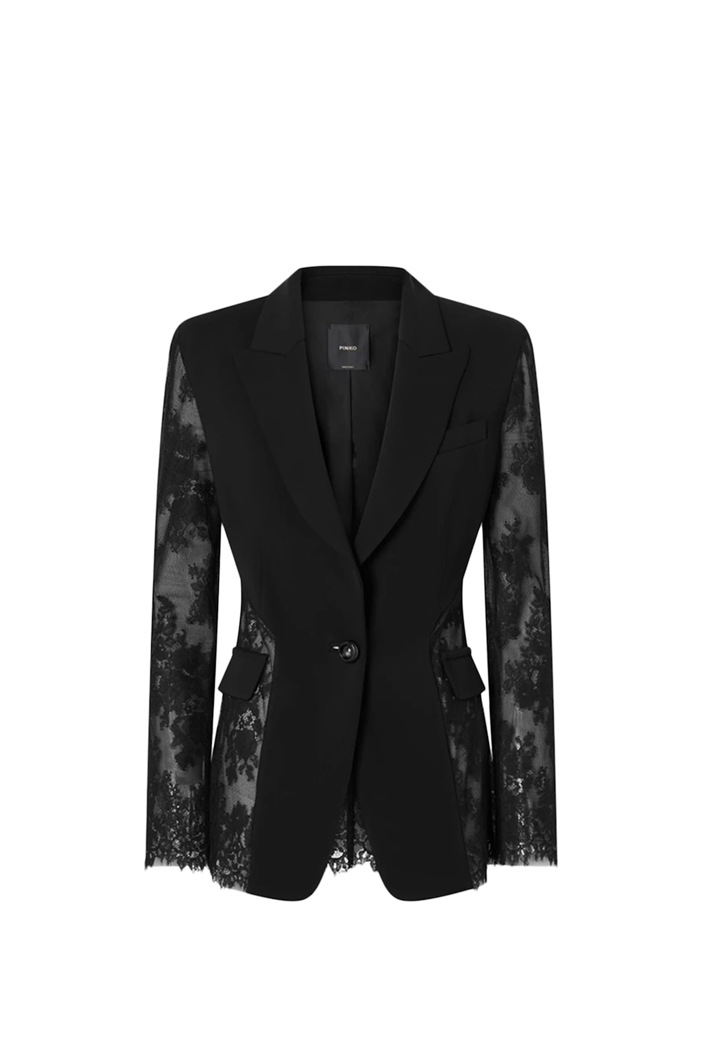 Pinko 'gruccone' Blazer Semi-trasparent With Black Lace