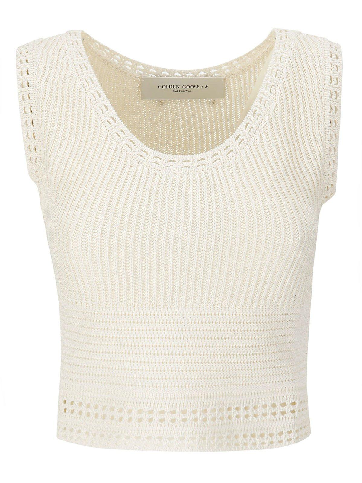 Shop Golden Goose Journey Knitted Top In Beige