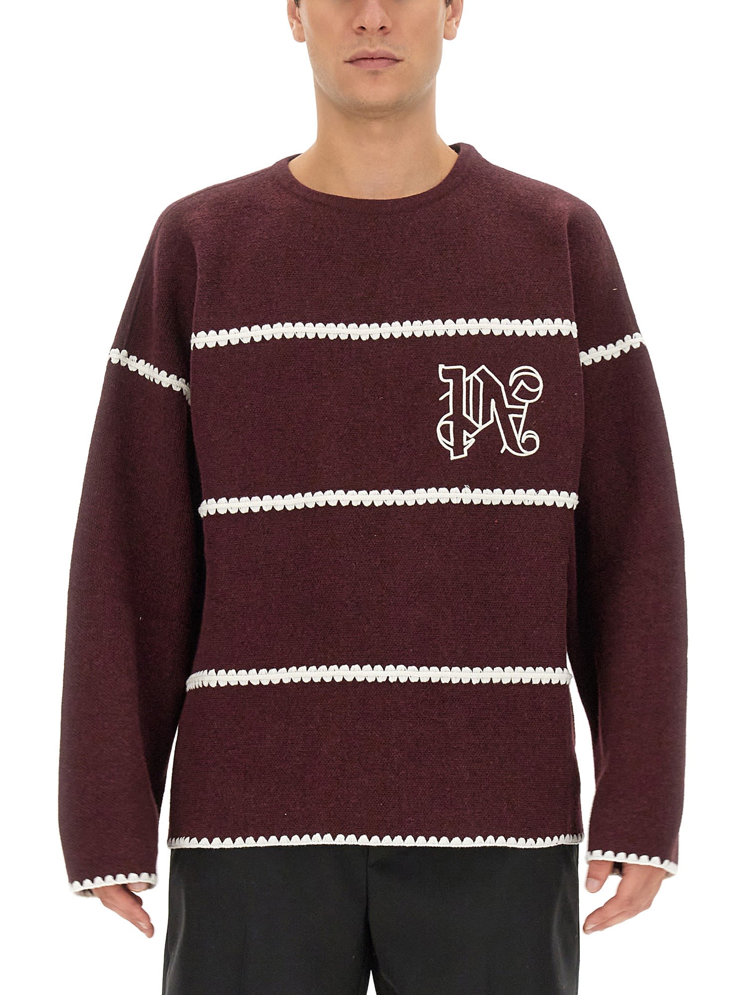 Palm Angels Monogram Striped Sweater - Size S