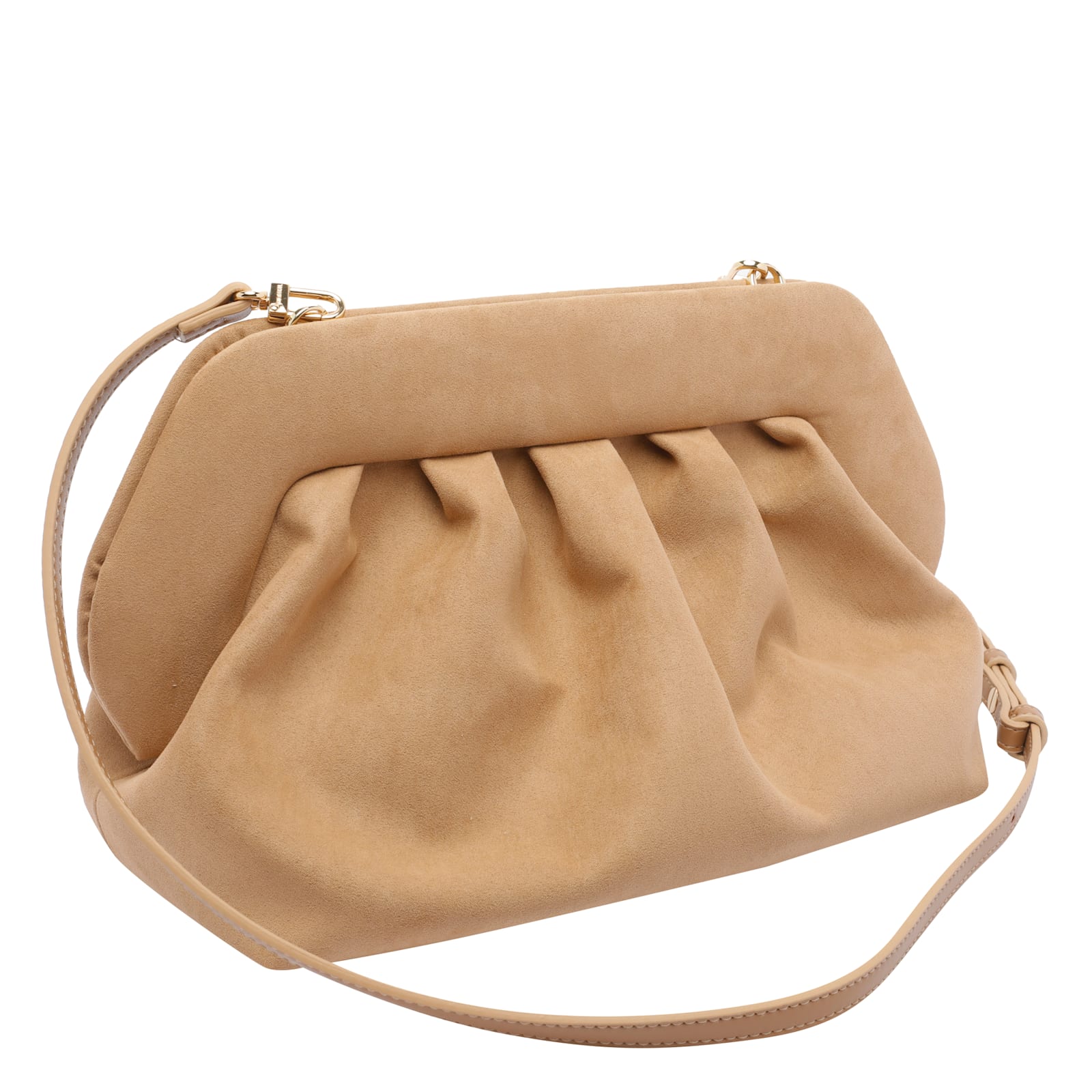 Themoirè Bios Suede Clutch In Sand