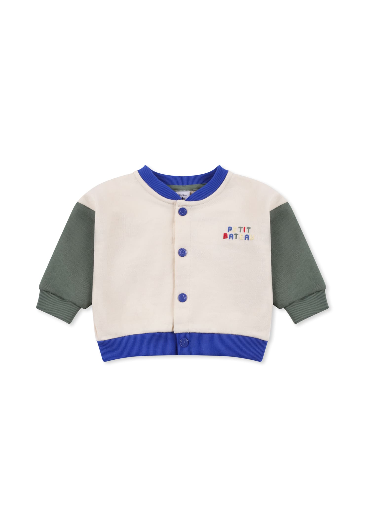 Petit Bateau Ivory Sweatshirt For Baby Boy With Logo