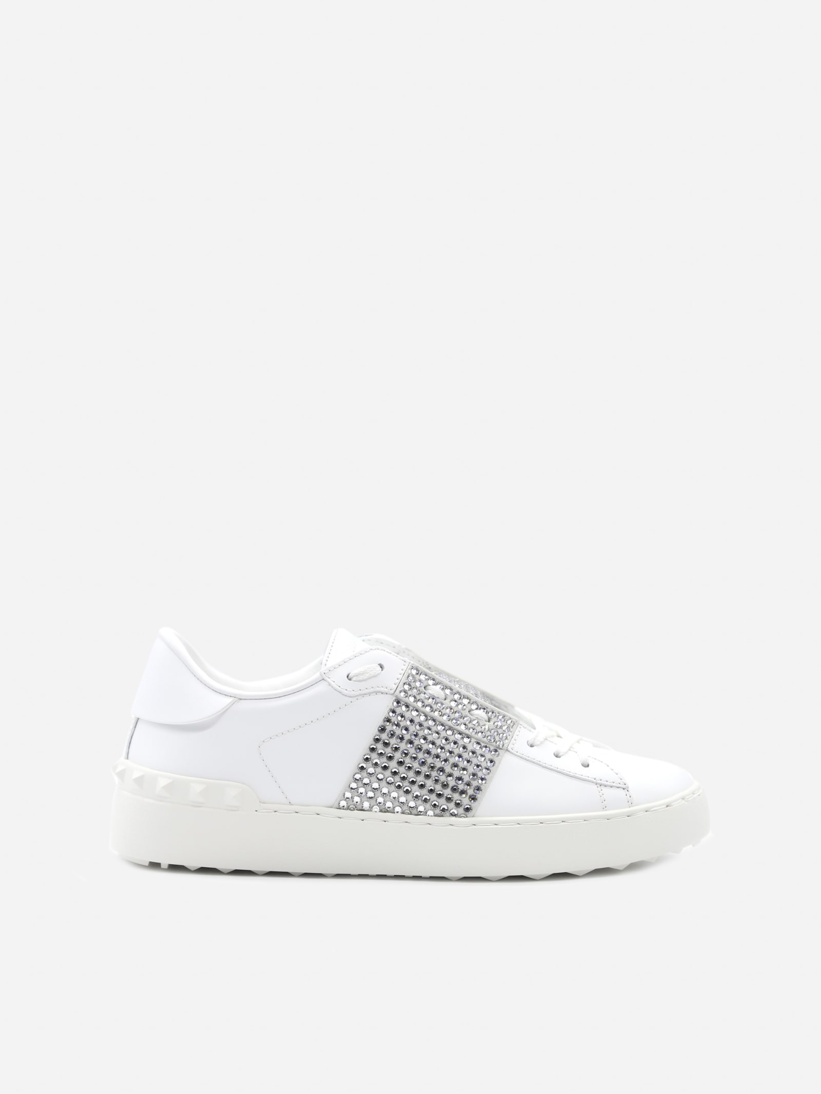 Valentino Garavani Open Sneakers In Leather With Crystals